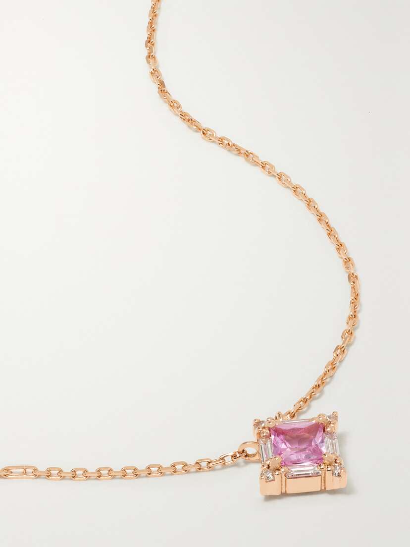 Suzanne Kalan 18-karat Rose Gold, Sapphire And Diamond Necklace