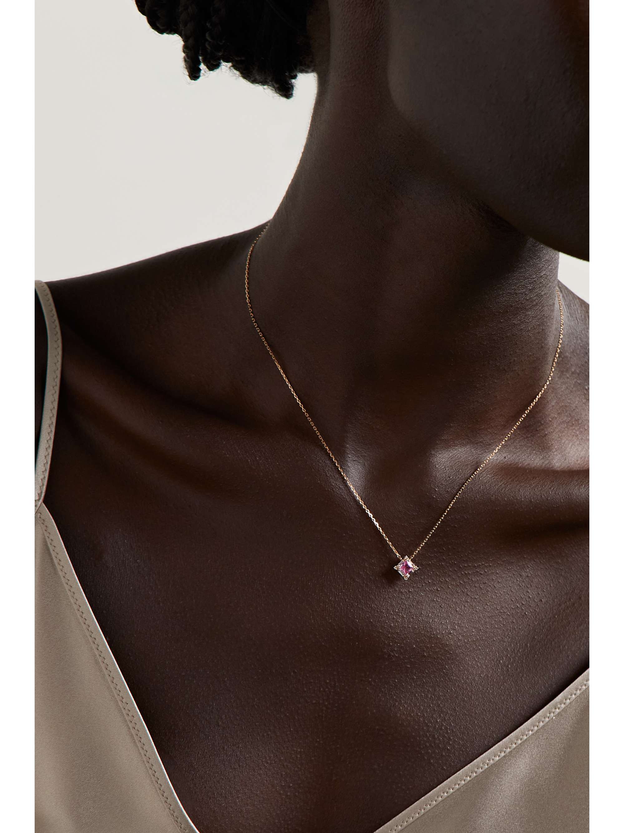 SUZANNE KALAN 18-karat rose gold, sapphire and diamond necklace
