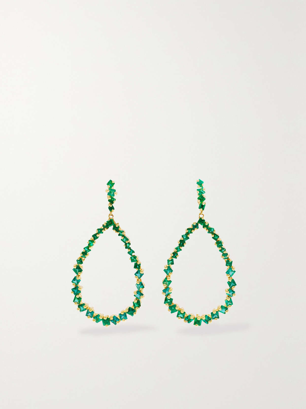 Suzanne Kalan 18-karat Gold Emerald Earrings