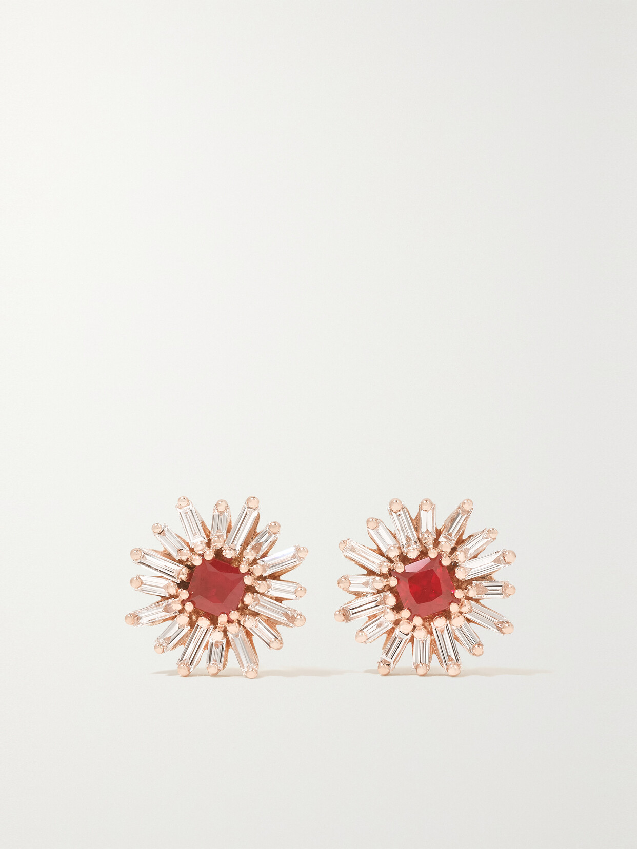 Suzanne Kalan Fireworks 18-karat Rose Gold, Diamond And Ruby Earrings