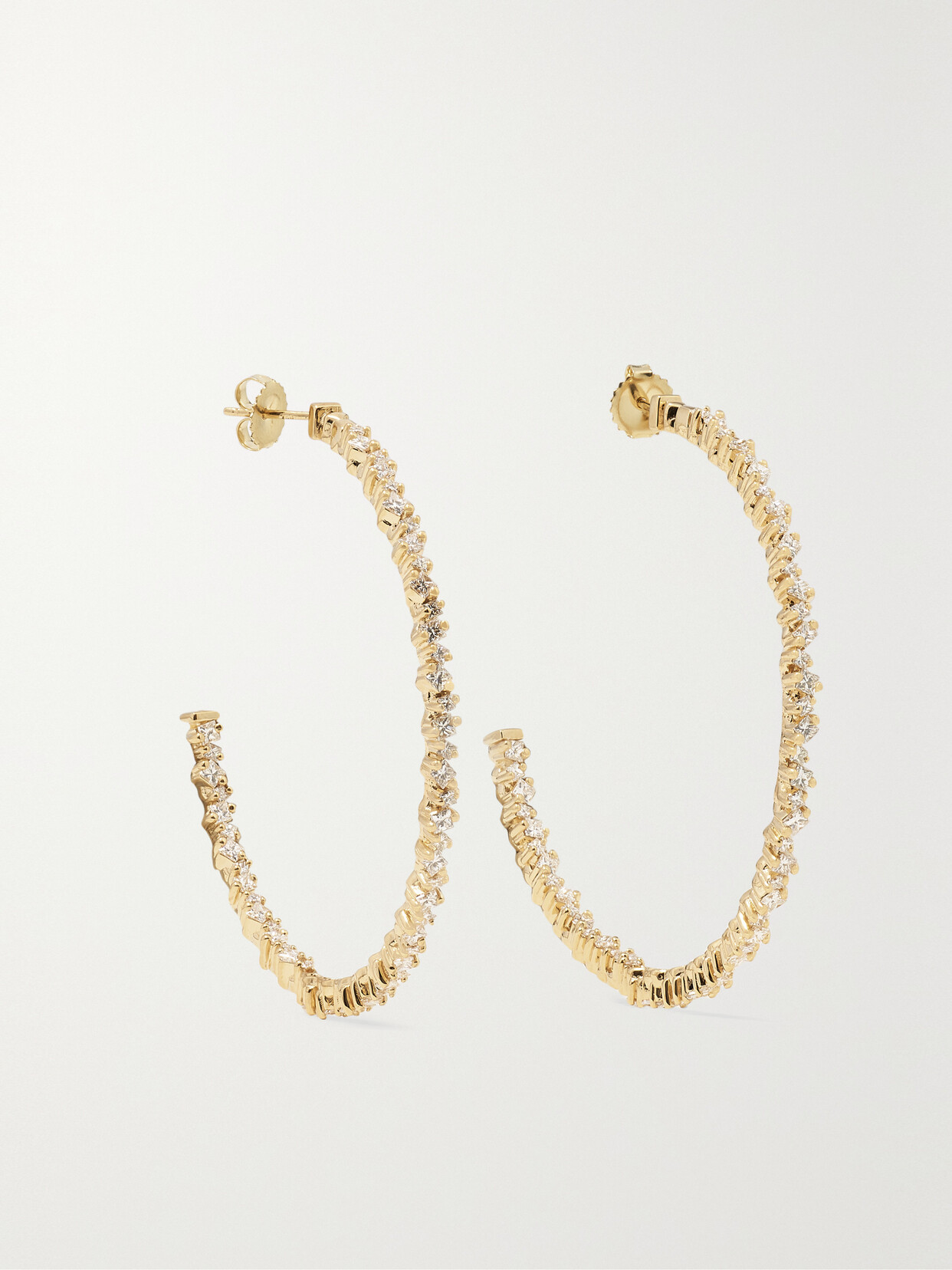 Suzanne Kalan 18-karat  Diamond Hoop Earrings