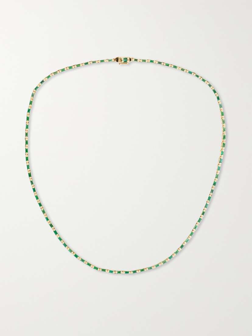 Suzanne Kalan 18-karat Gold Emerald Tennis Necklace