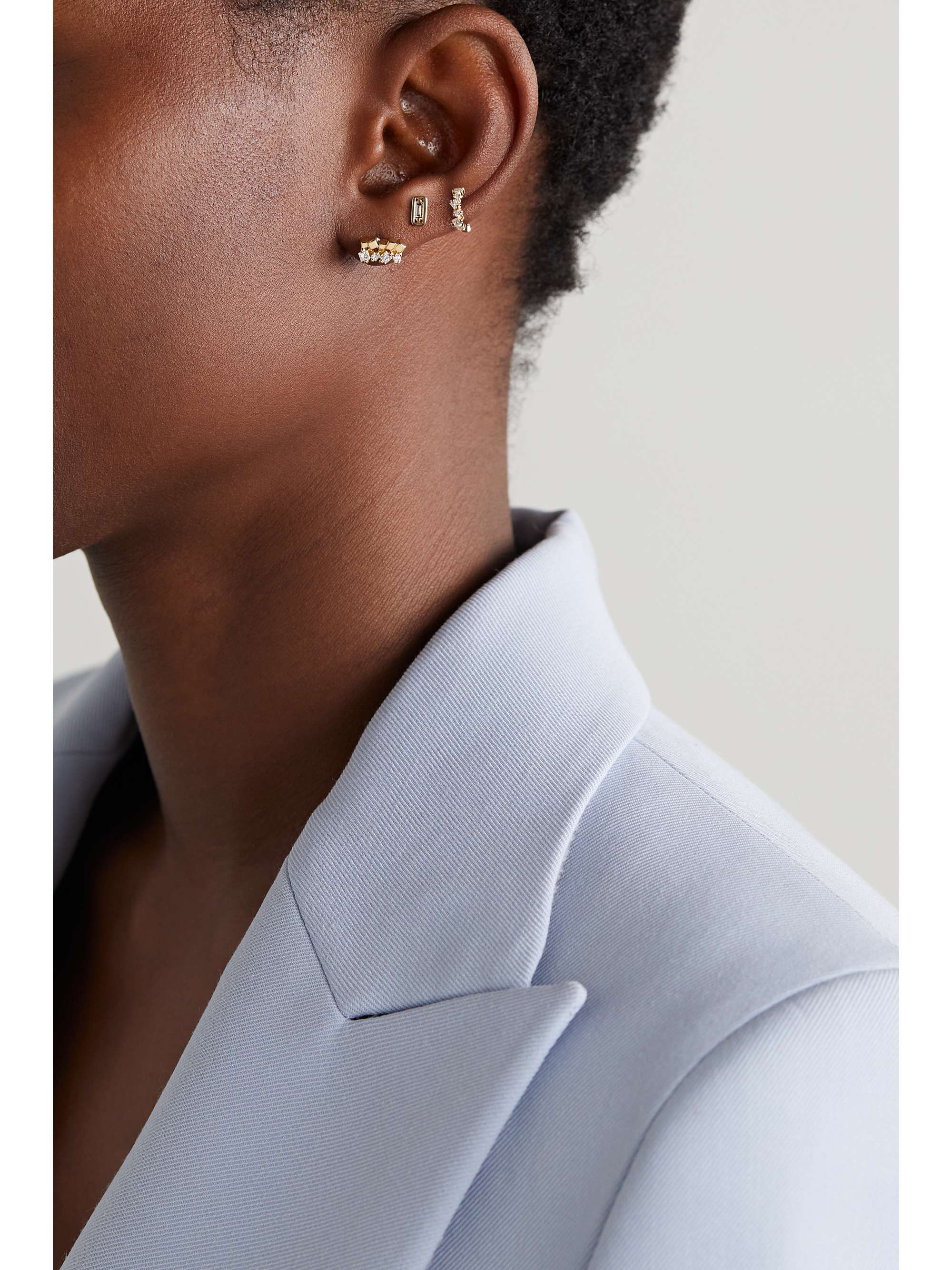 SUZANNE KALAN 18-karat gold diamond earrings