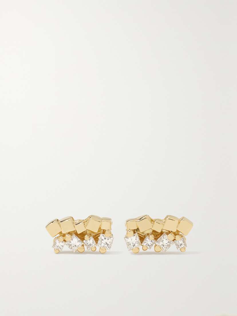 Suzanne Kalan 18-karat Gold Diamond Earrings