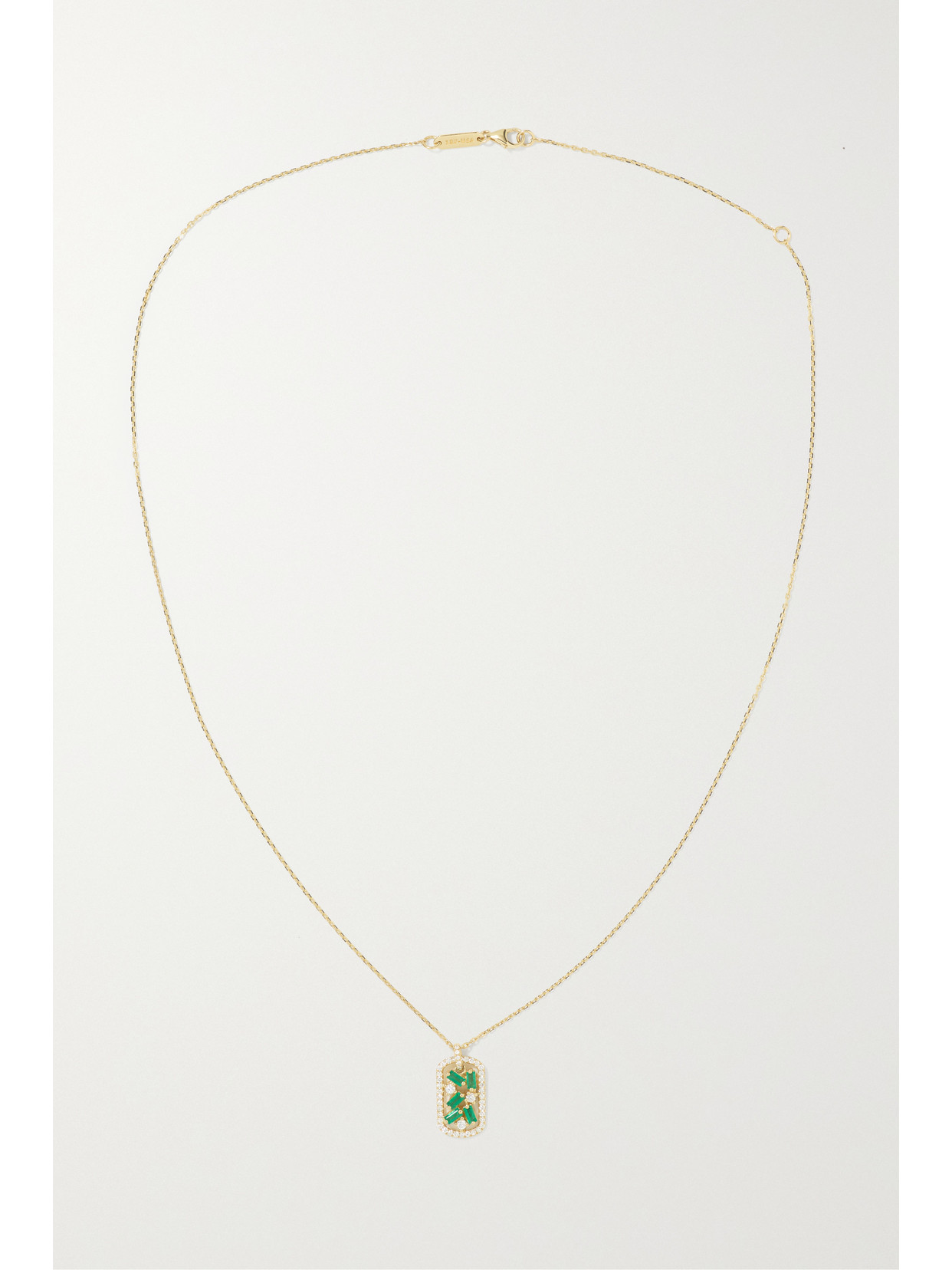 Shop Suzanne Kalan 18-karat Gold, Diamond And Emerald Necklace In Green