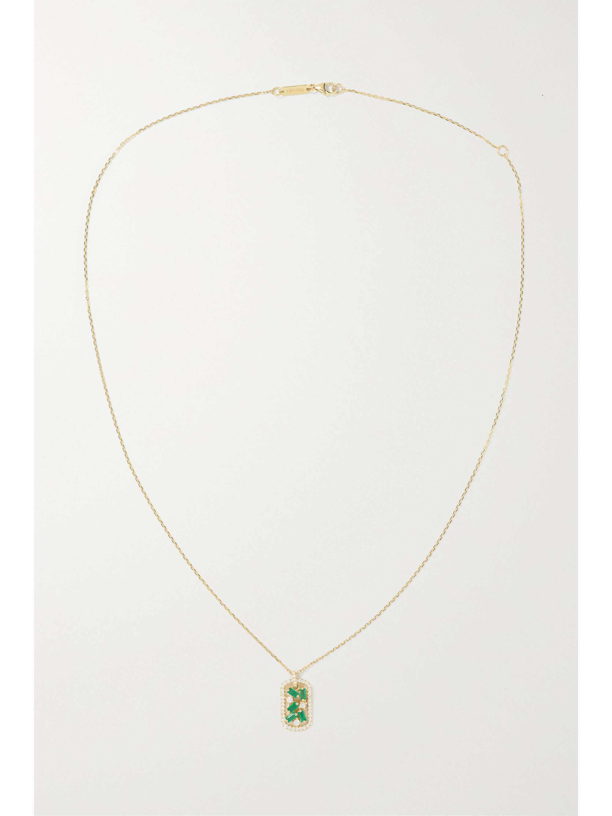 SUZANNE KALAN 18-karat gold, diamond and emerald necklace
