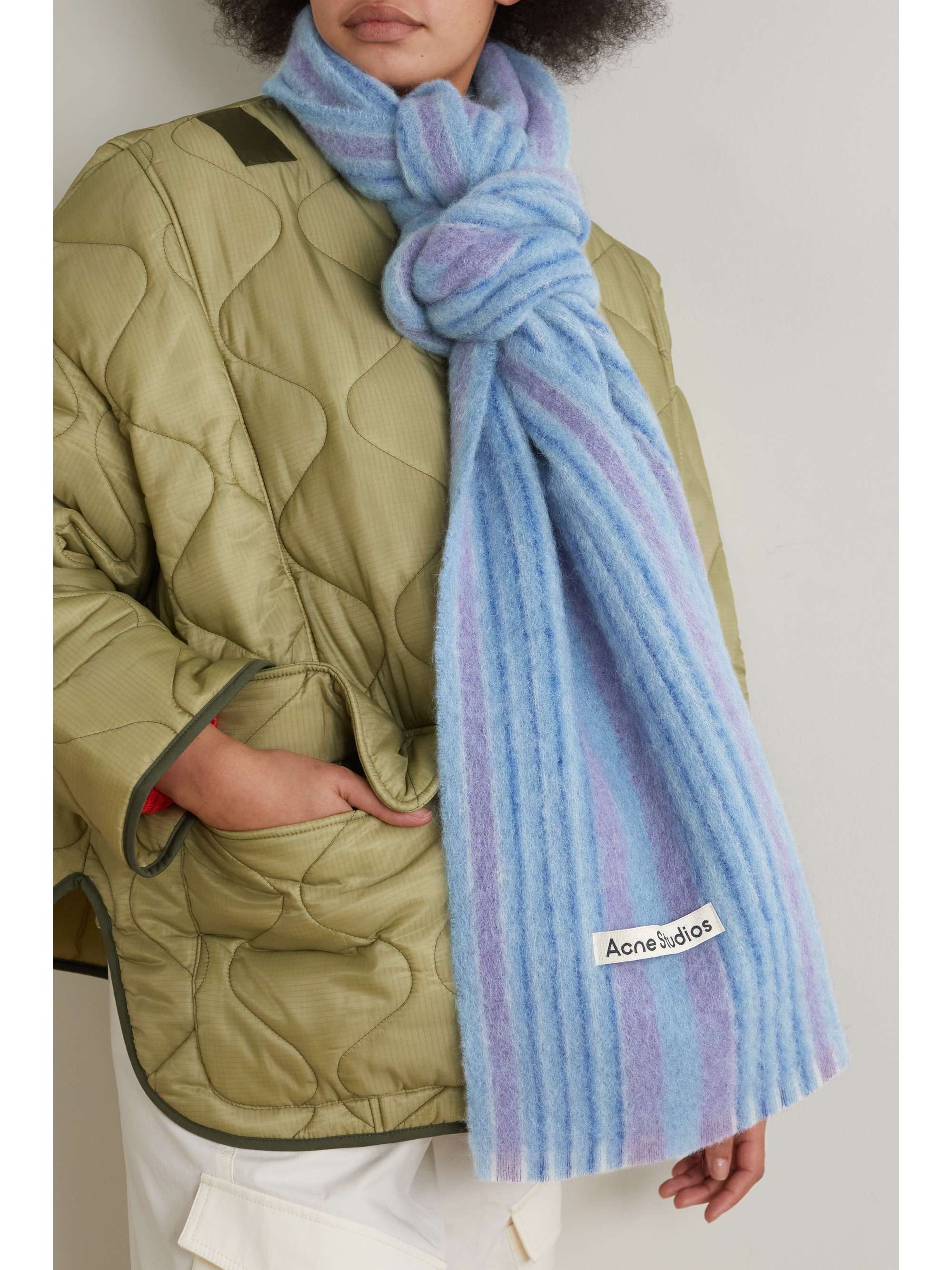 ACNE STUDIOS Embellished striped felt scarf