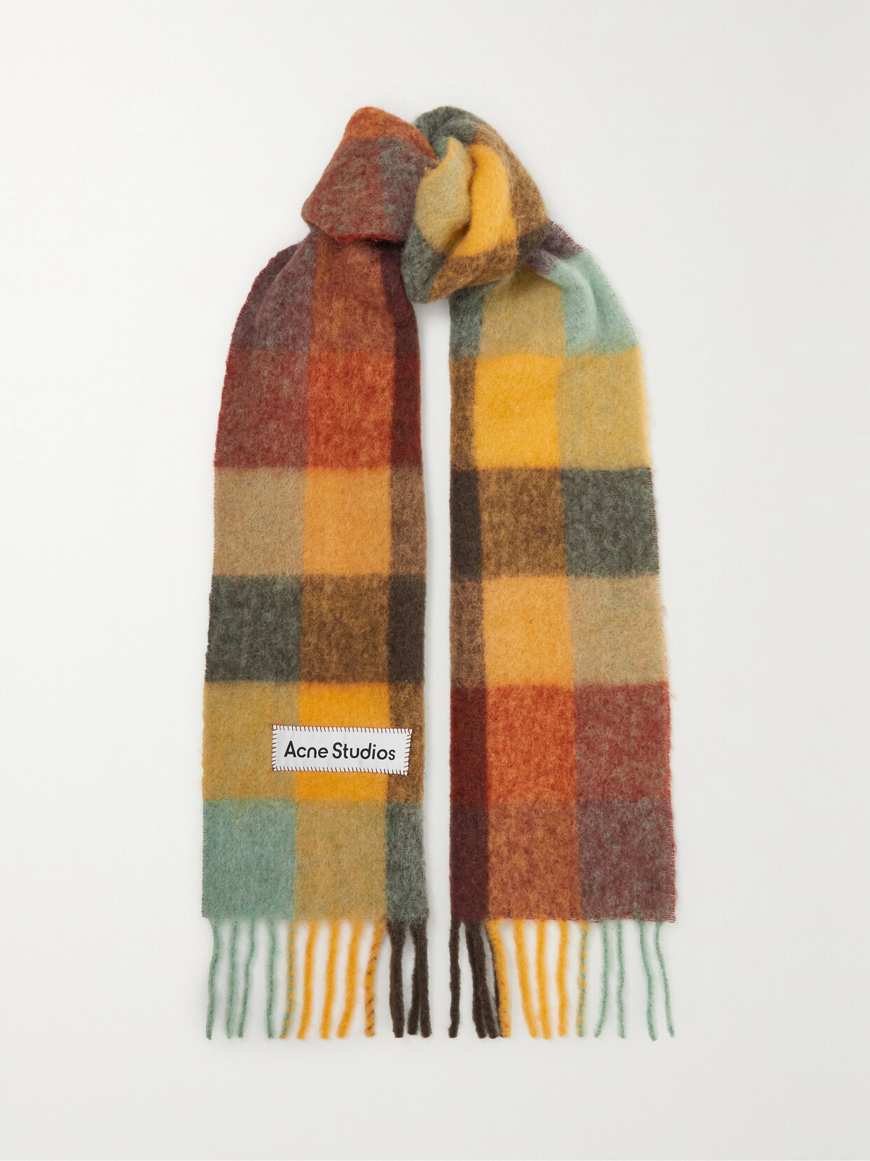 Acne Studios - Fringed Checked Felt Scarf - Yellow