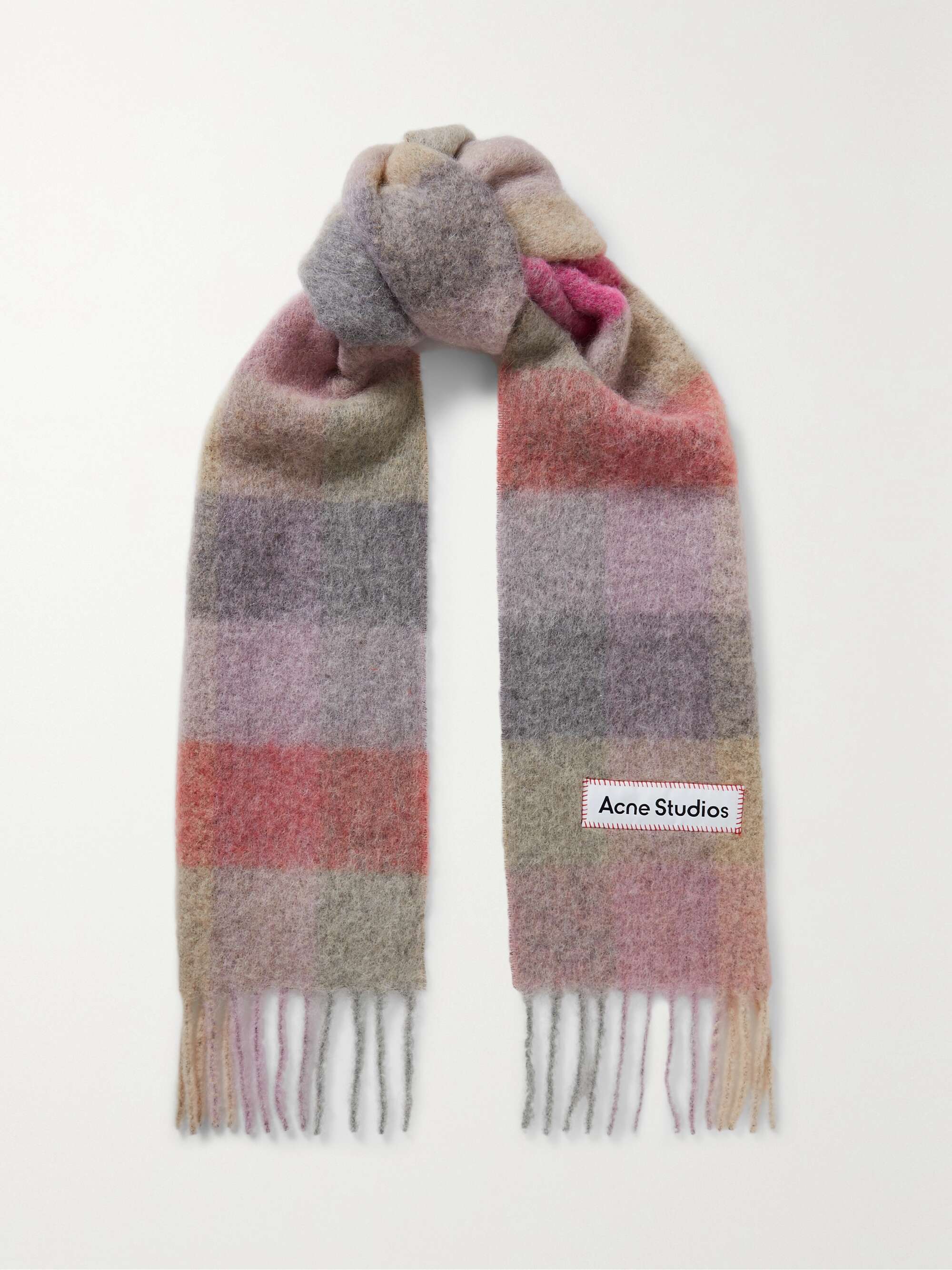 ACNE STUDIOS Vally fringed striped knitted scarf | NET-A-PORTER