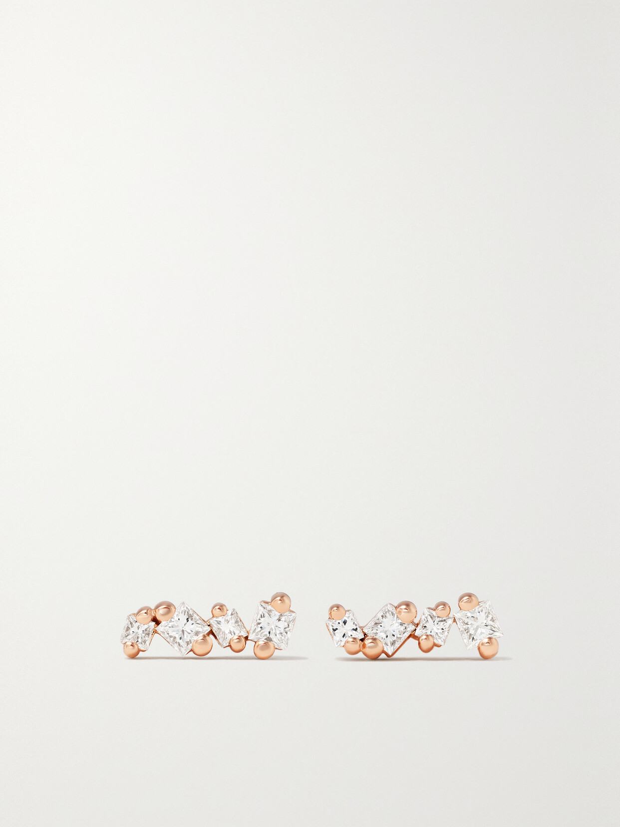 Suzanne Kalan 18-karat Rose Gold Diamond Earrings