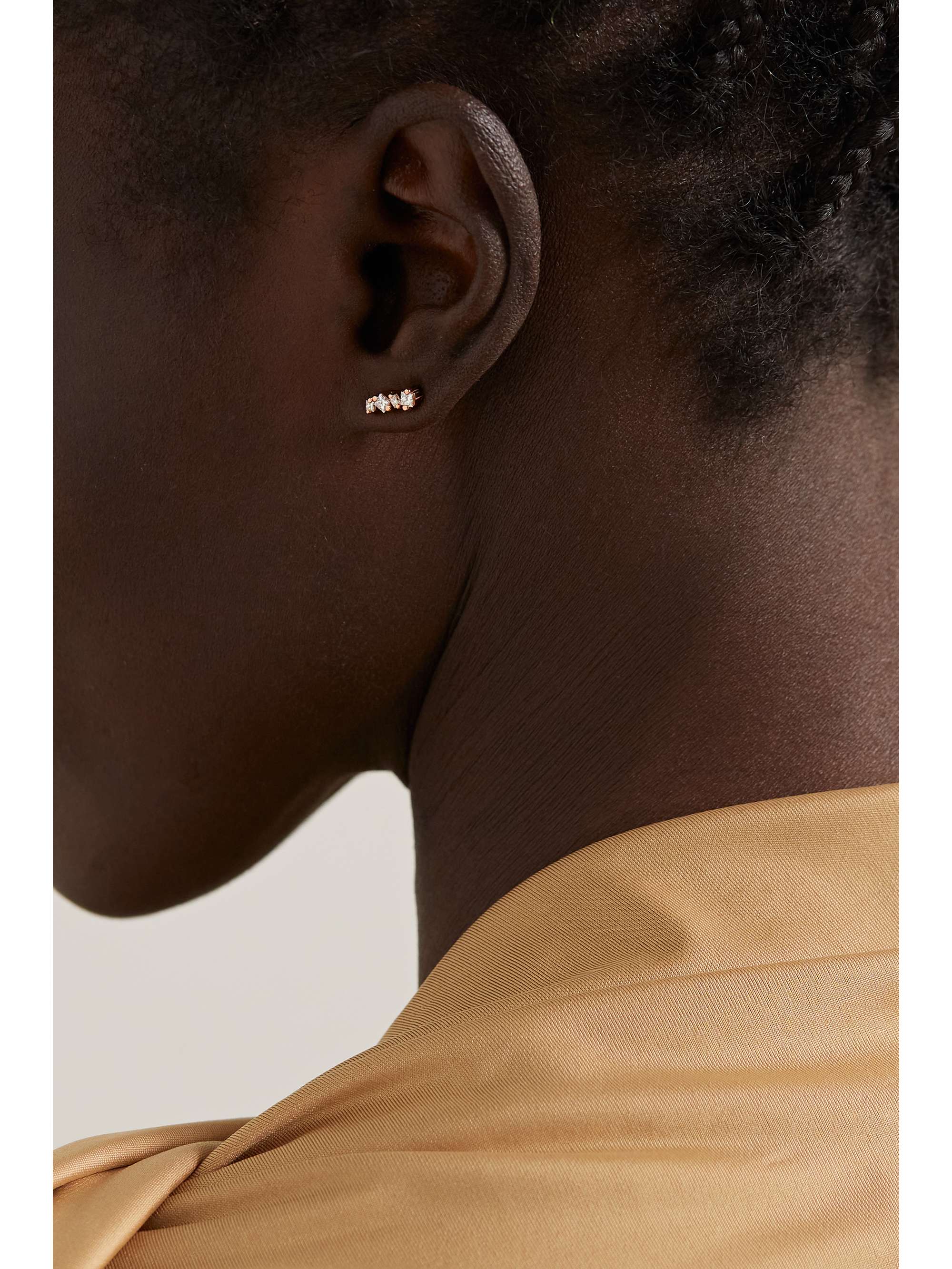 SUZANNE KALAN 18-karat rose gold diamond earrings