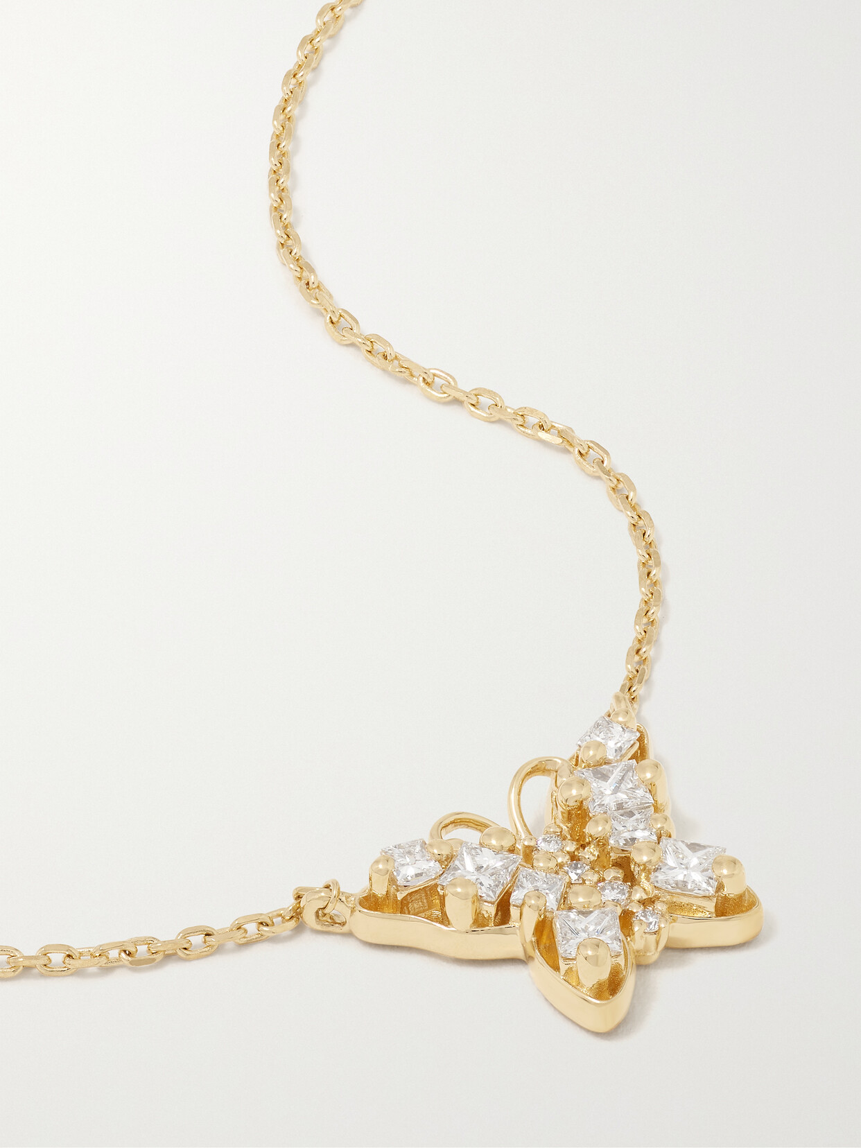 Suzanne Kalan Mini Butterfly 18-karat Gold Diamond Necklace