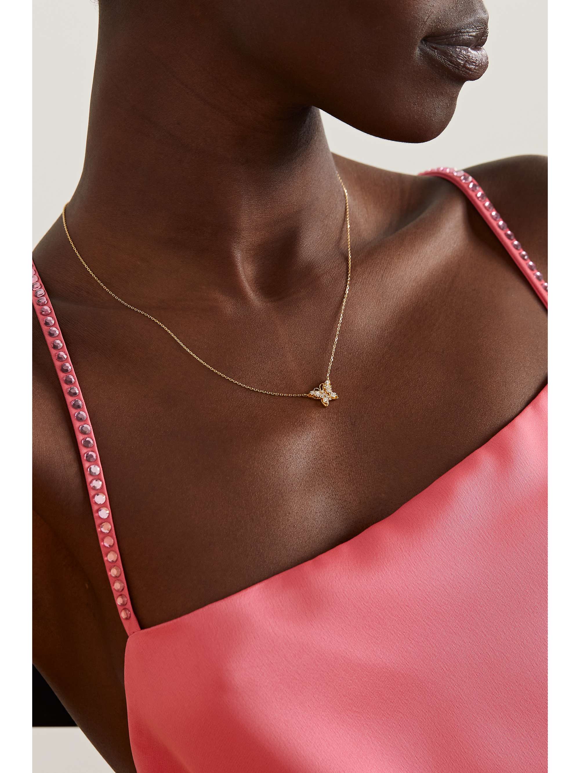 SUZANNE KALAN Mini Butterfly 18-karat gold diamond necklace