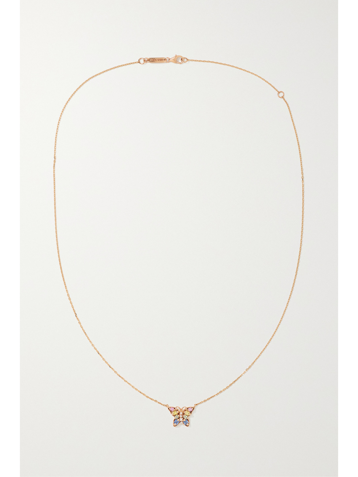Suzanne Kalan Mini Butterfly 18-karat Rose Gold, Sapphire And Diamond Necklace In Rose Gold