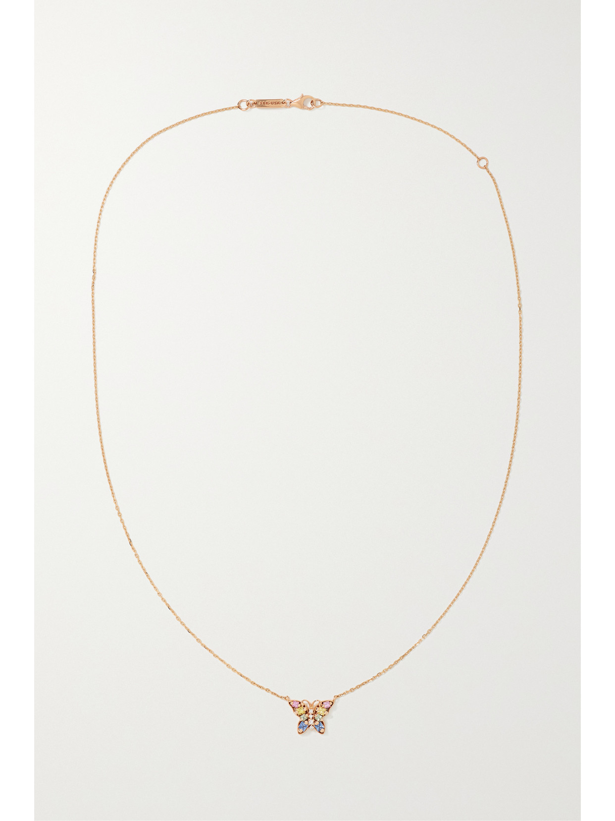 Shop Suzanne Kalan Mini Butterfly 18-karat Rose Gold, Sapphire And Diamond Necklace