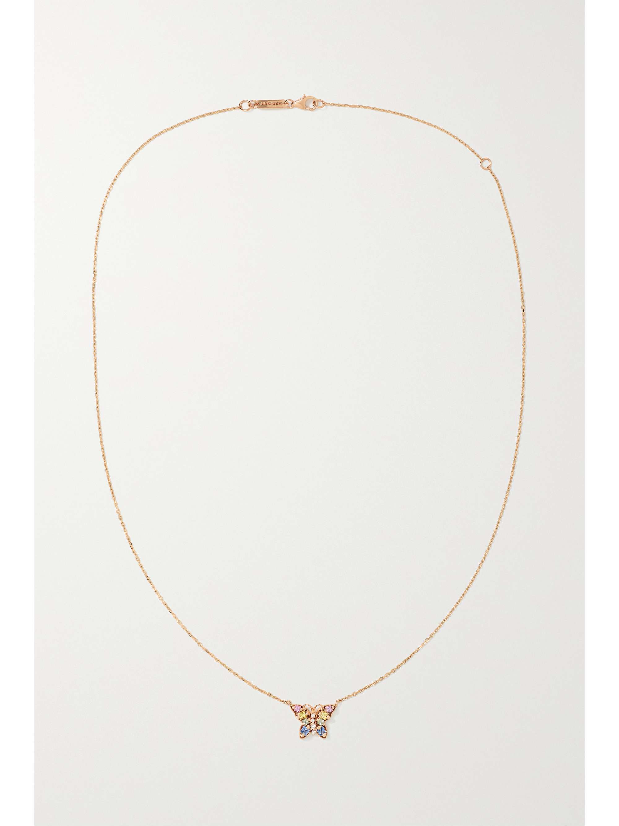 SUZANNE KALAN Mini Butterfly 18-karat rose gold, sapphire and diamond necklace