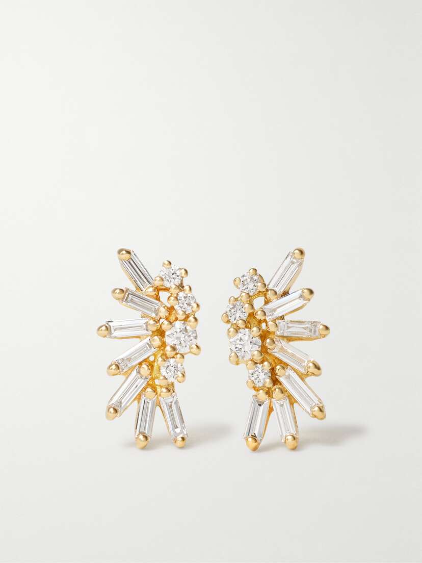 Suzanne Kalan 18-karat Gold Diamond Earrings