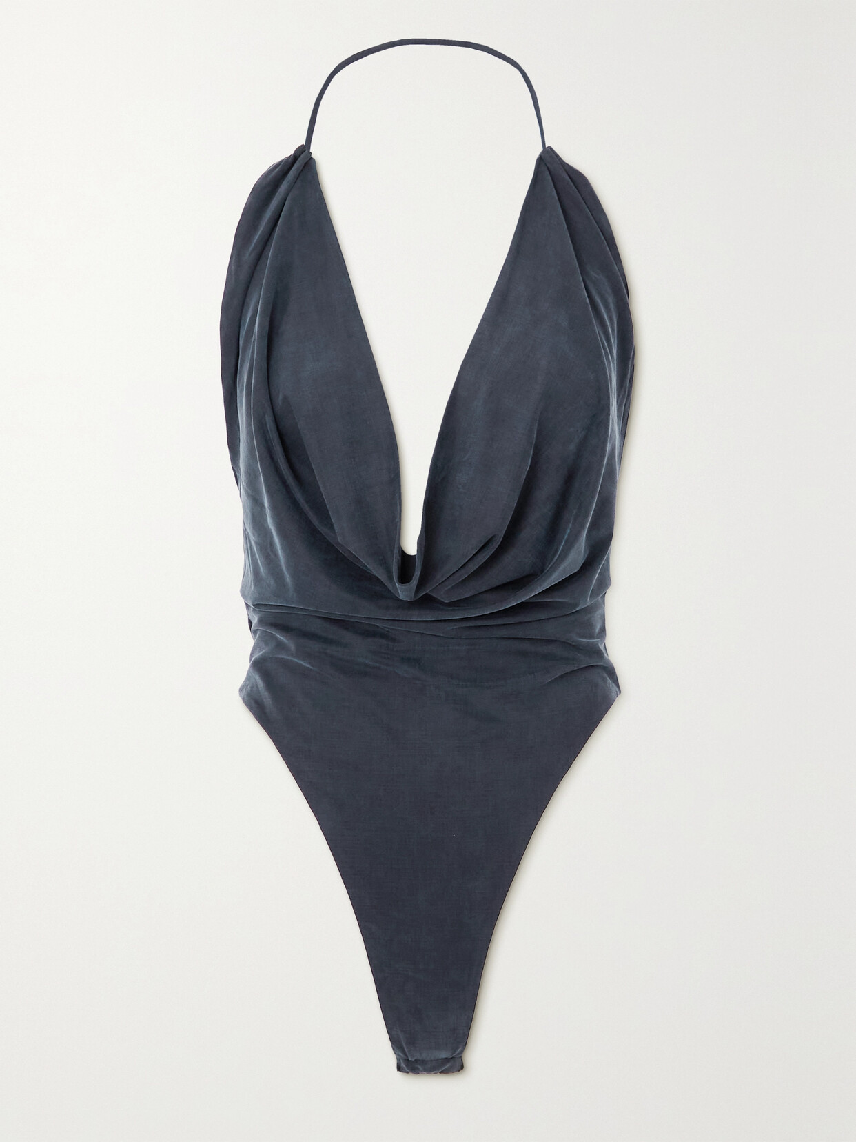 GAUGE81 - Manaus Open-back Draped Stretch-jersey Halterneck Bodysuit - Black