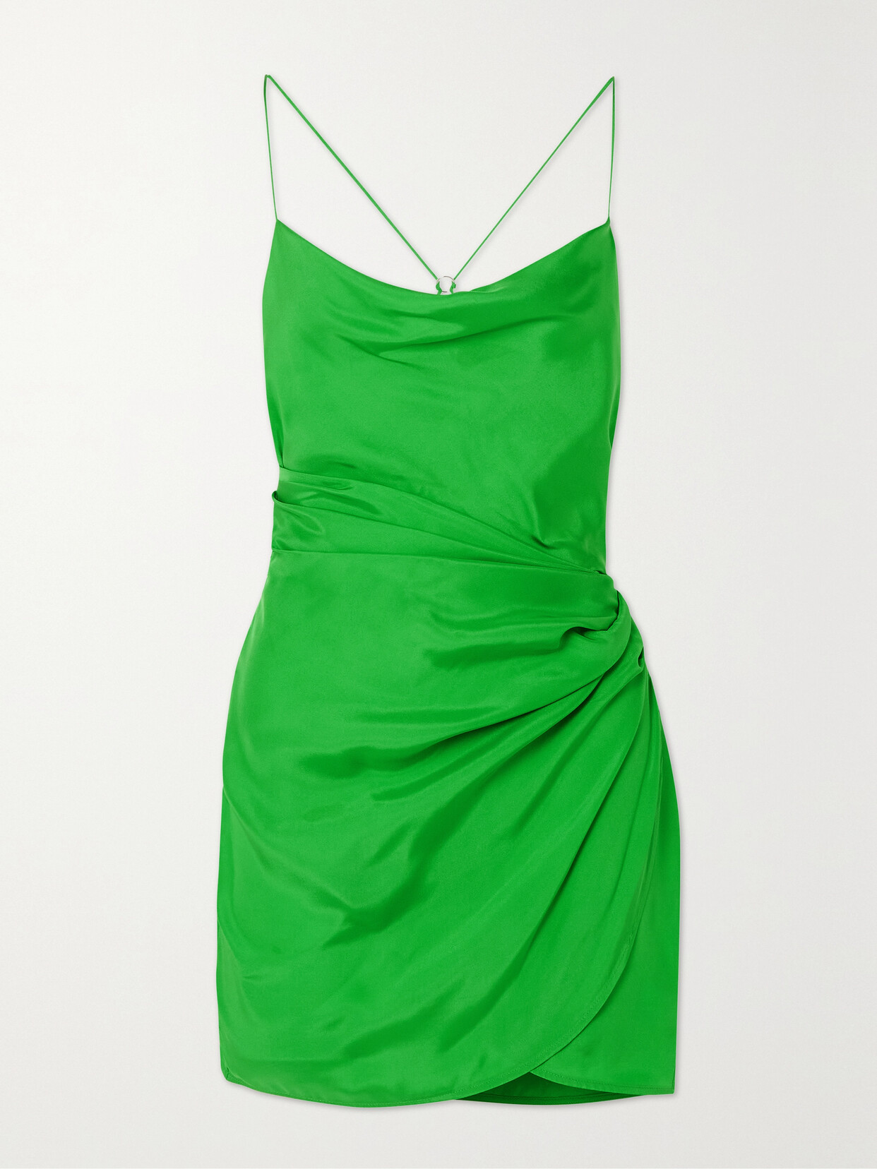 GAUGE81 - Shiroi Open-back Wrap-effect Silk Mini Dress - Green