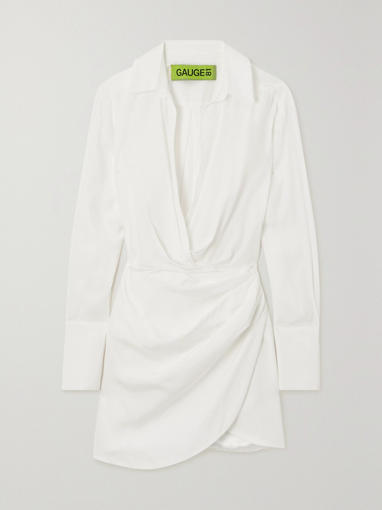 GAUGE81 - Naha Wrap-effect Silk Mini Shirt Dress - White