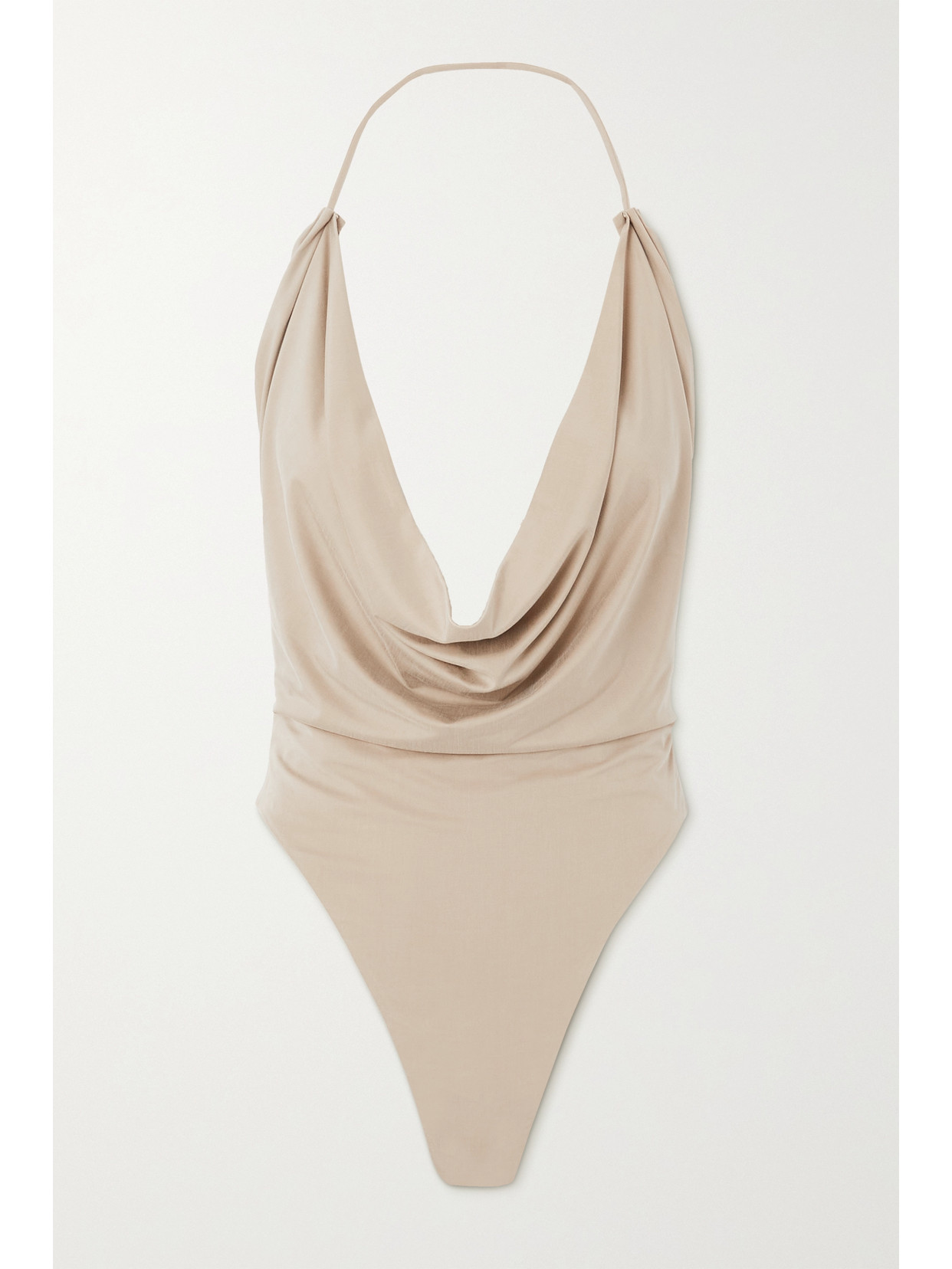 GAUGE81 - Manaus Open-back Draped Stretch-jersey Halterneck Bodysuit - Neutrals