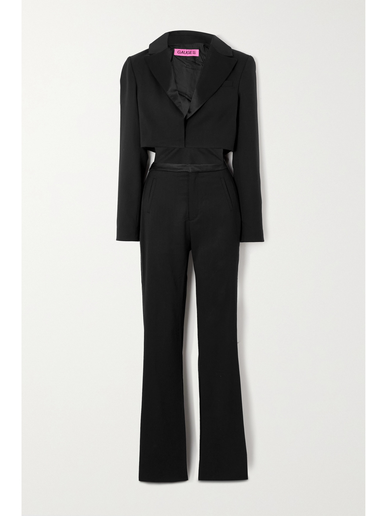 GAUGE81 - Talara Satin-trimmed Cutout Wool-twill Jumpsuit - Black