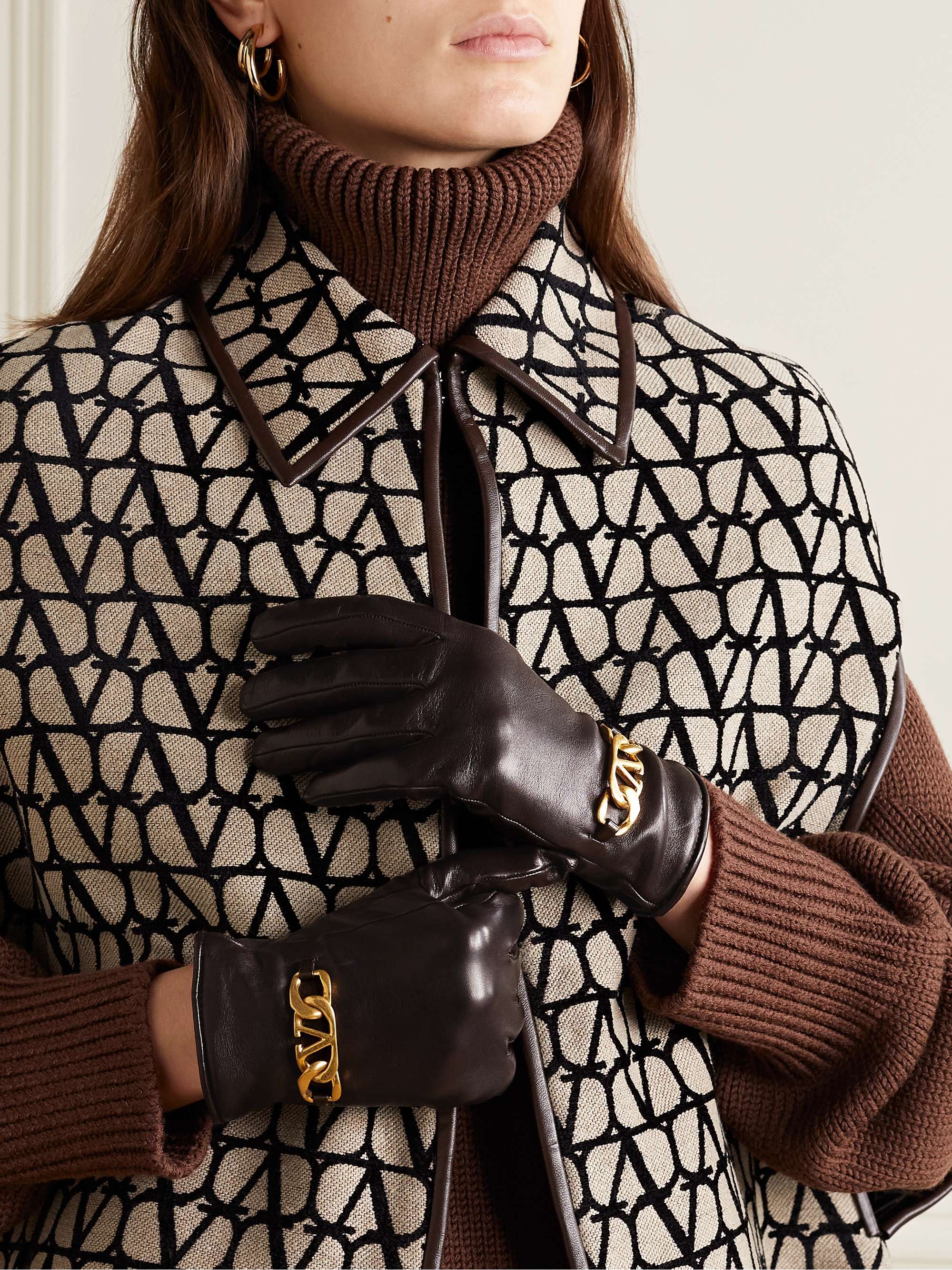 VALENTINO GARAVANI Valentino Garavani VLOGO Handschuhe aus Leder mit Kette
