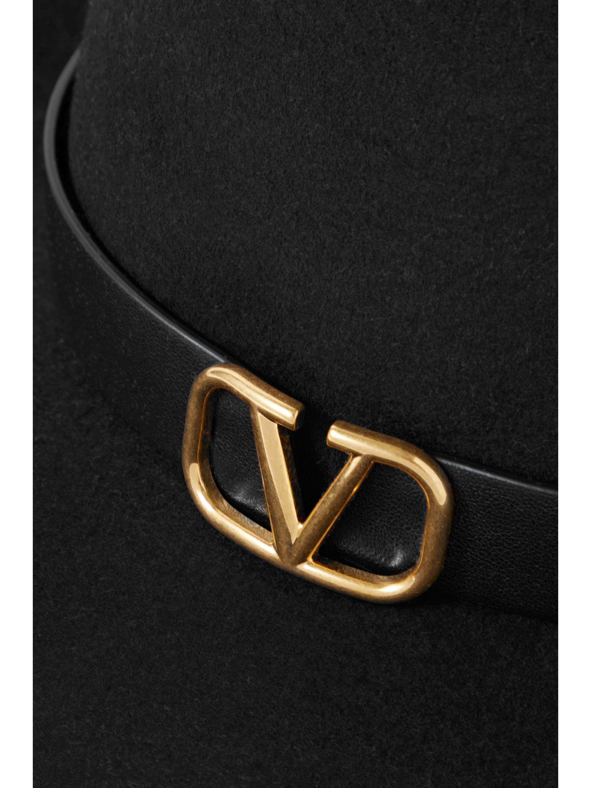 VALENTINO GARAVANI VLOGO leather-trimmed felt fedora