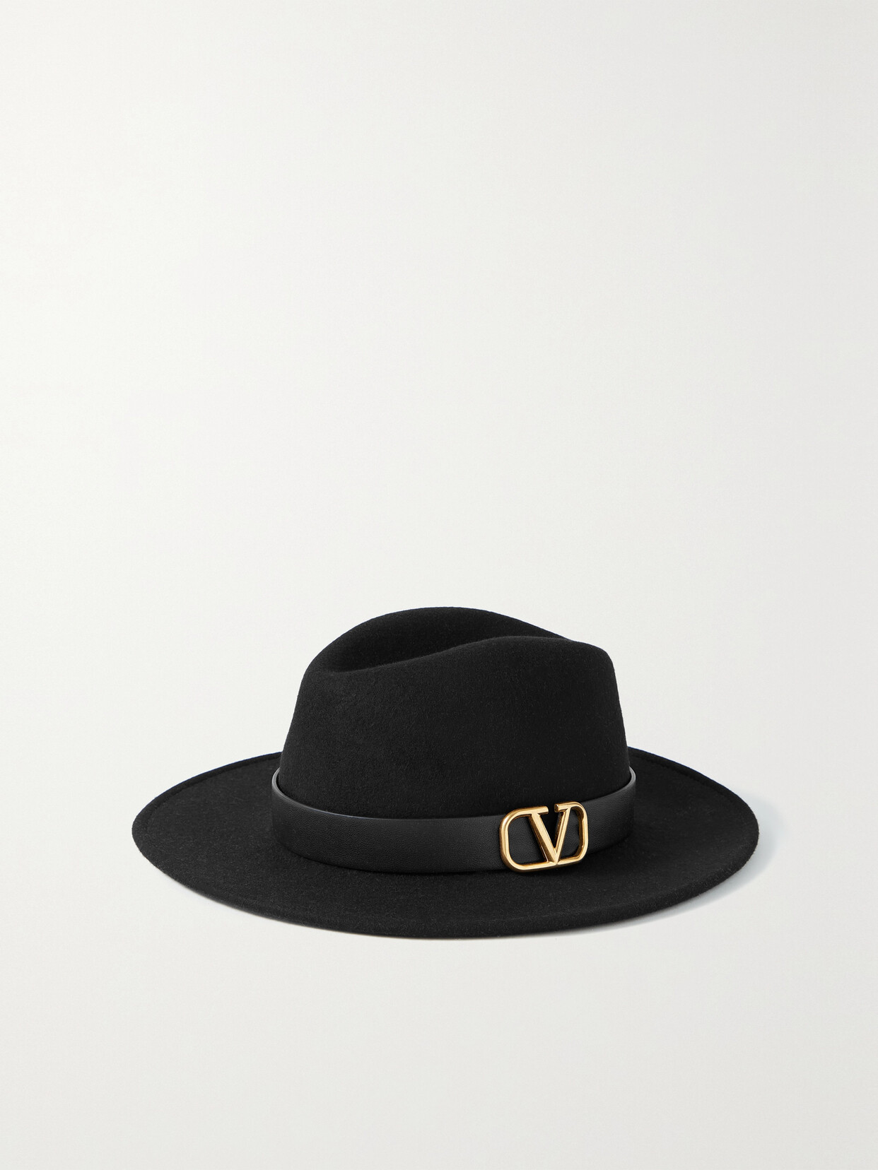 Valentino Garavani - Vlogo Leather-trimmed Felt Fedora - Black