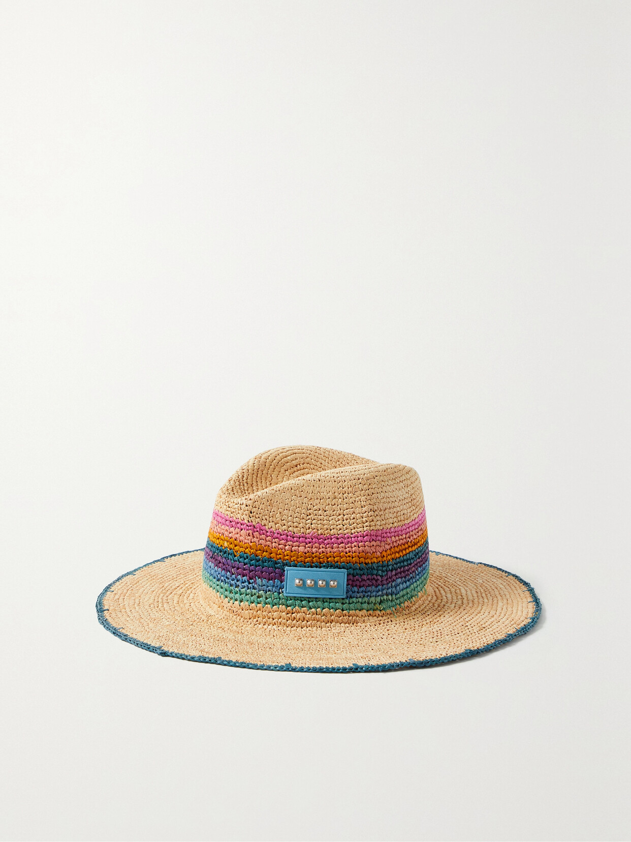 Etro - Embellished Striped Raffia Hat - Blue