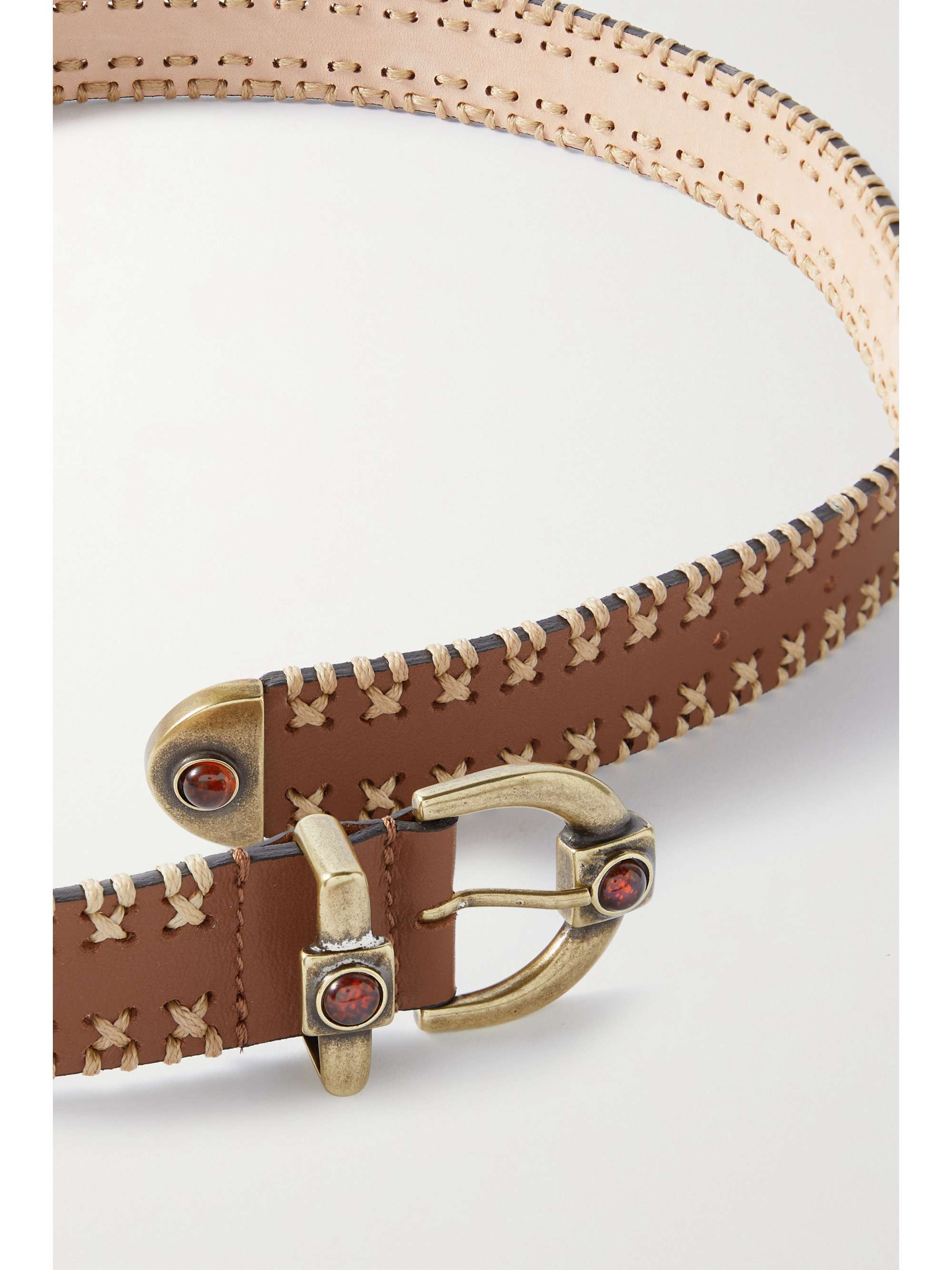 ETRO Crown Me embellished embroidered leather belt