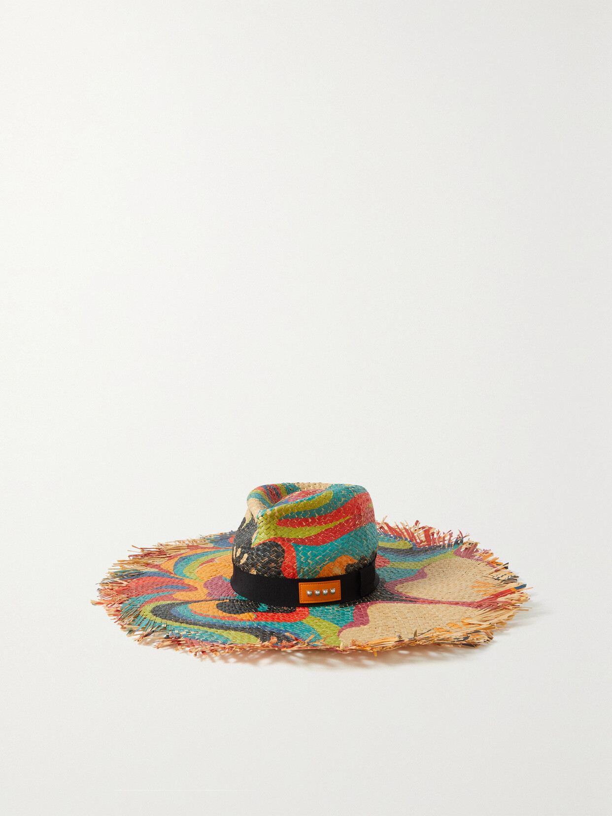 Etro - Leather And Grosgrain-trimmed Printed Raffia Sunhat - Multi