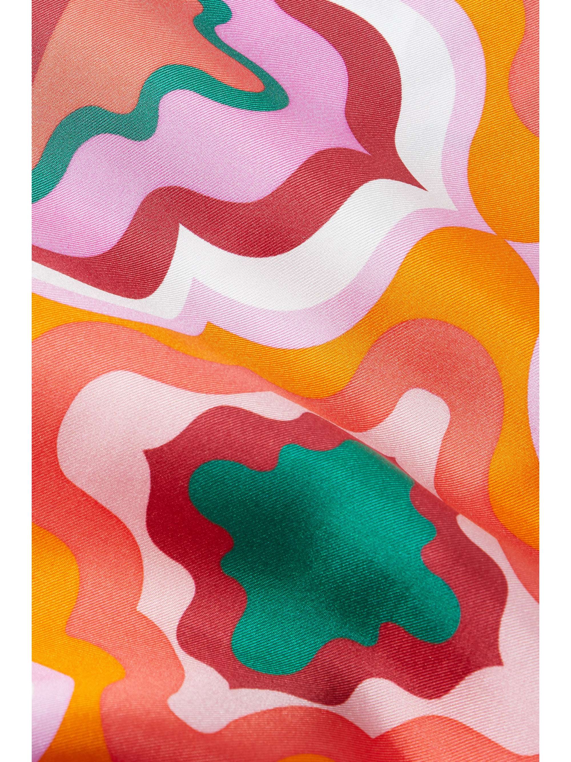 ETRO Fringed printed silk-twill scarf
