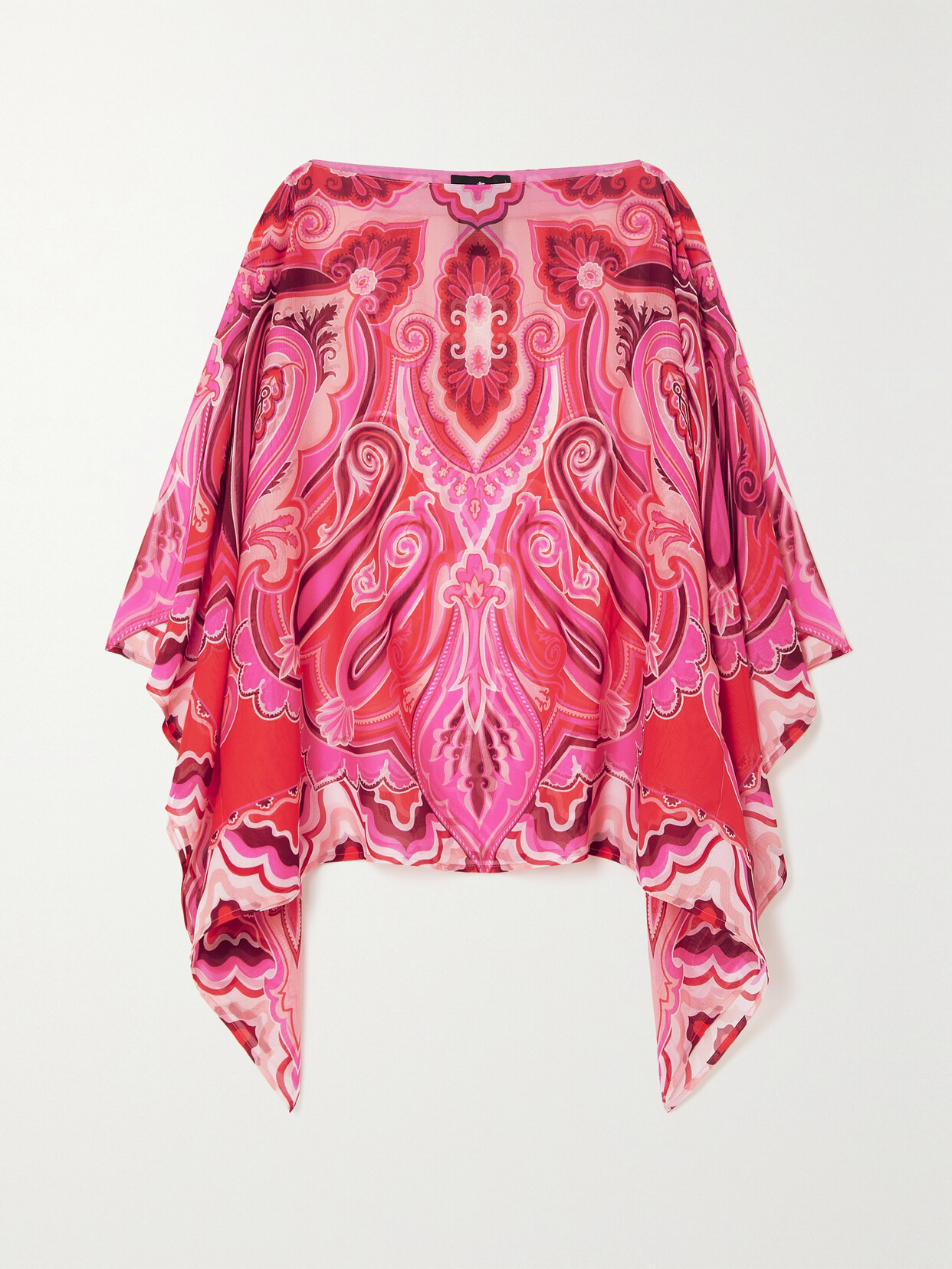 Etro - Paisley-print Silk Poncho - Pink