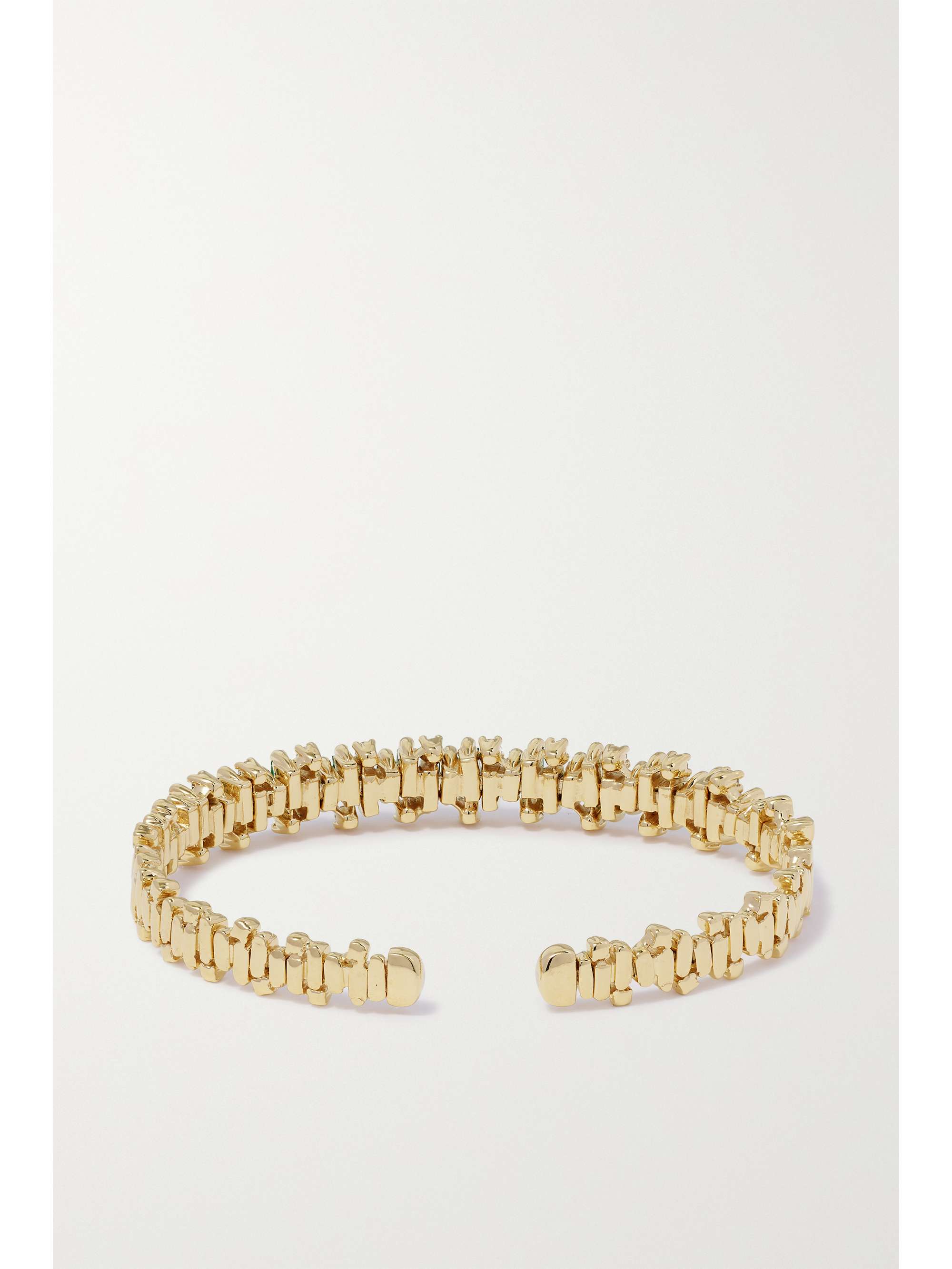 SUZANNE KALAN 18-karat gold, emerald and diamond cuff