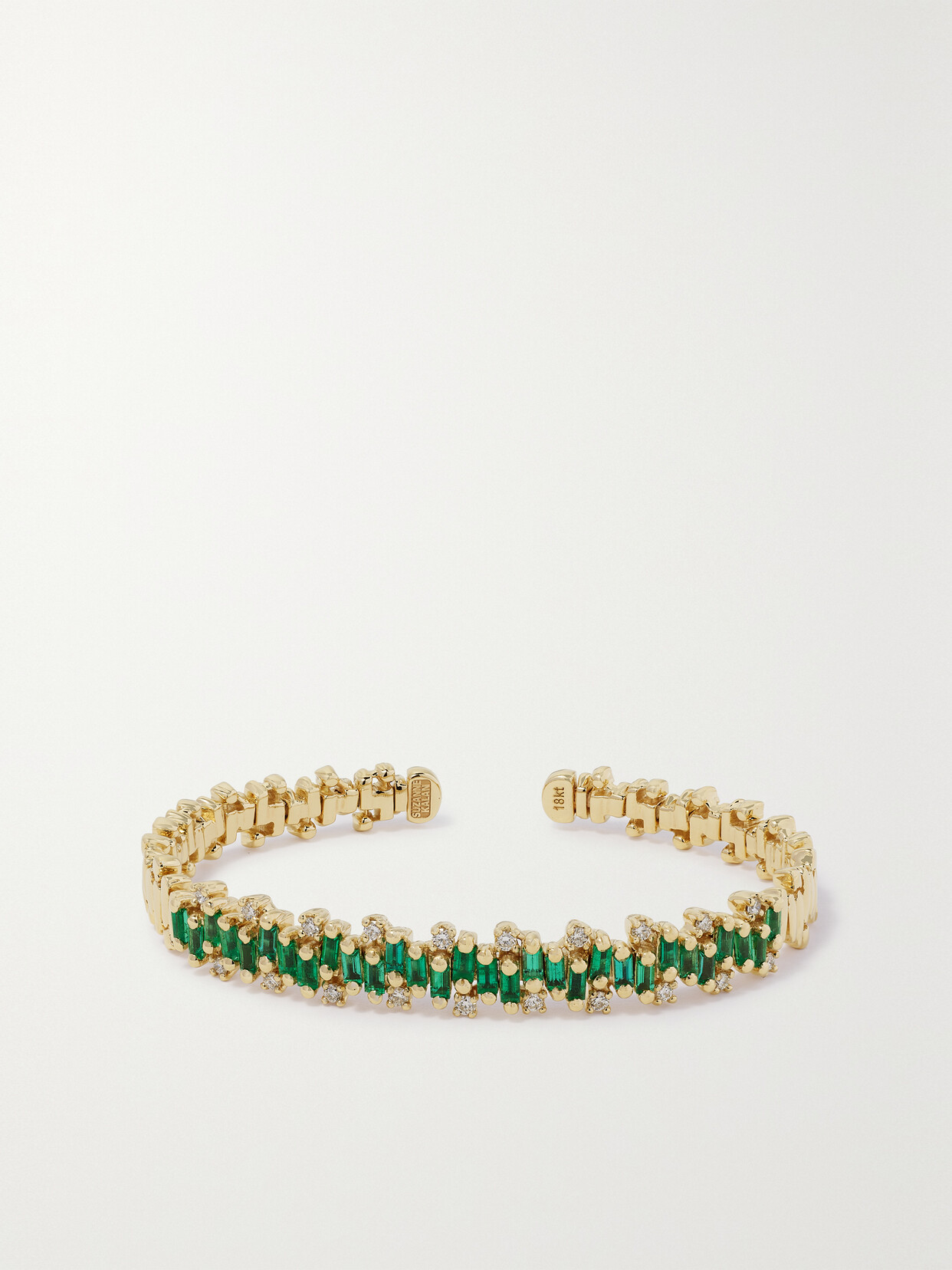 Suzanne Kalan 18-karat Gold, Emerald And Diamond Cuff