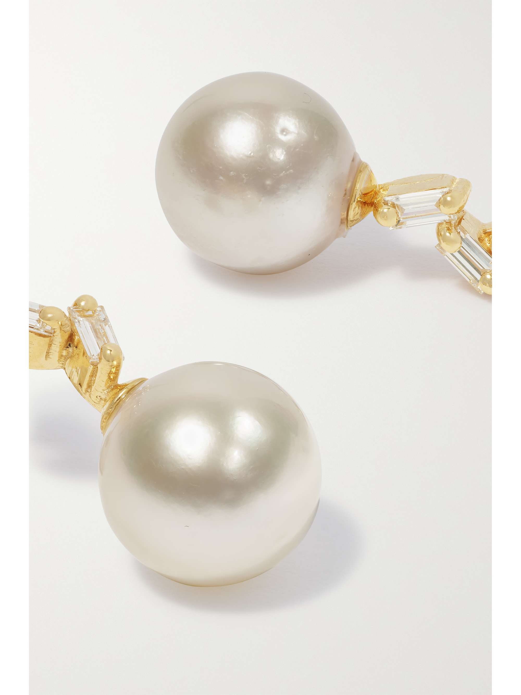 SUZANNE KALAN 18-karat gold, diamond and pearl earrings