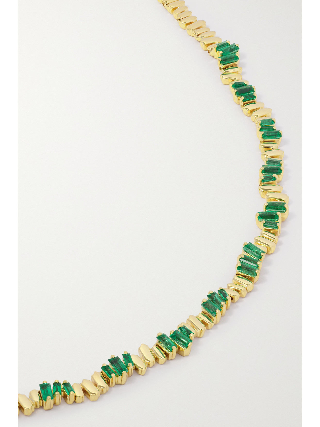 Shop Suzanne Kalan 18-karat Gold Emerald Tennis Necklace