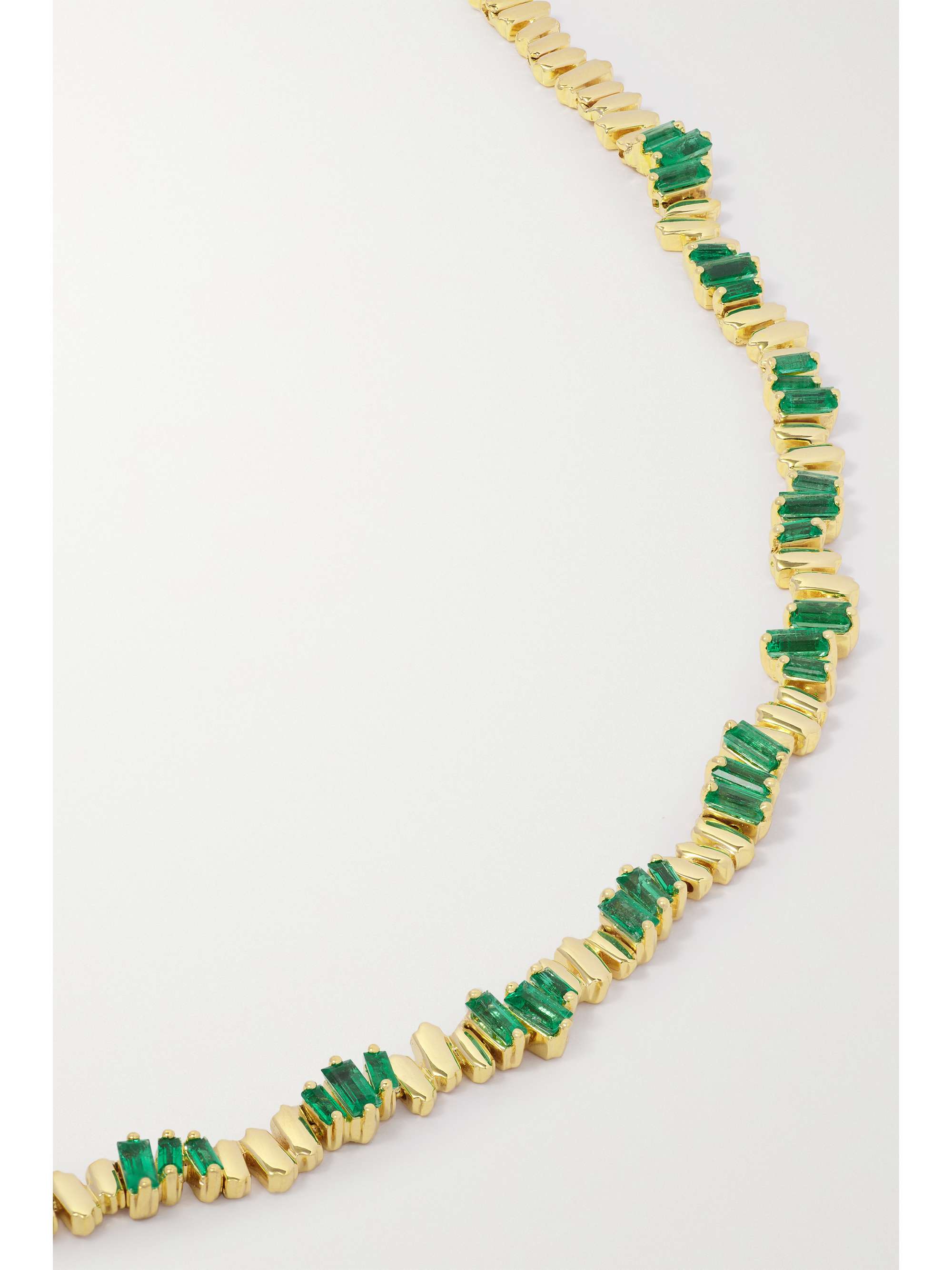 SUZANNE KALAN 18-karat gold emerald tennis necklace