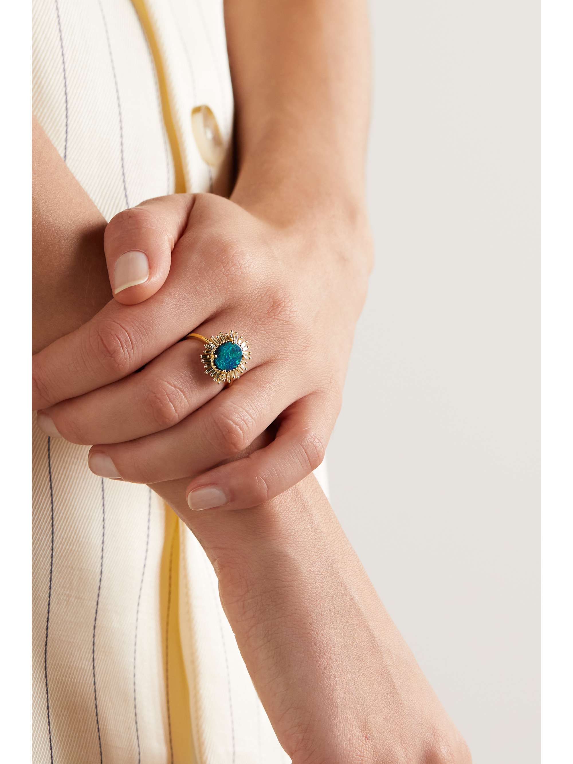 SUZANNE KALAN 18-karat gold, opal and diamond ring