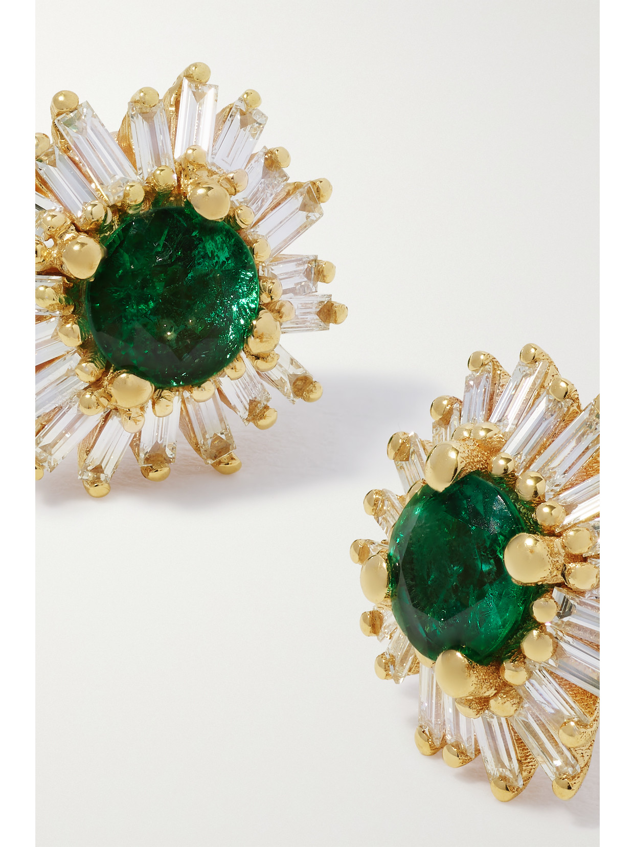 Suzanne Kalan 18-karat Gold, Emerald And Diamond Earrings In Gold