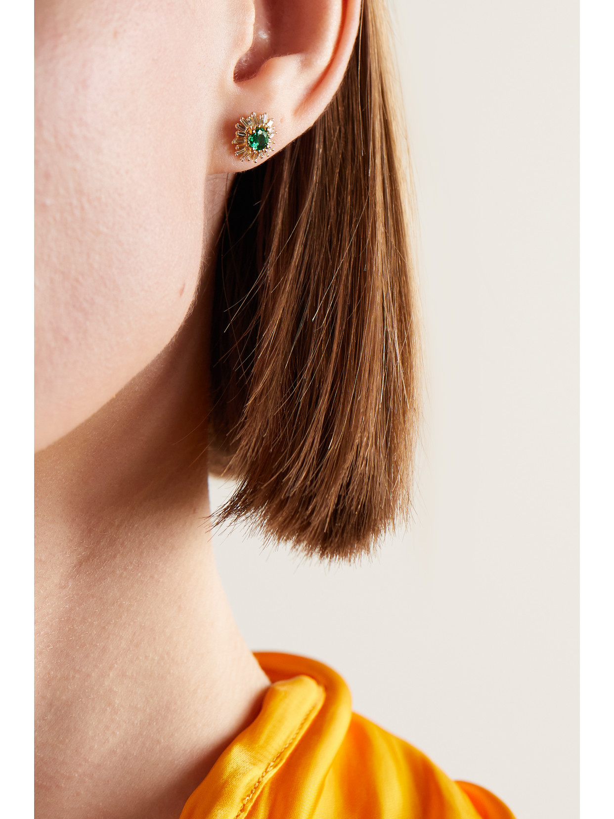 Suzanne Kalan 18-karat Gold, Emerald And Diamond Earrings In Gold