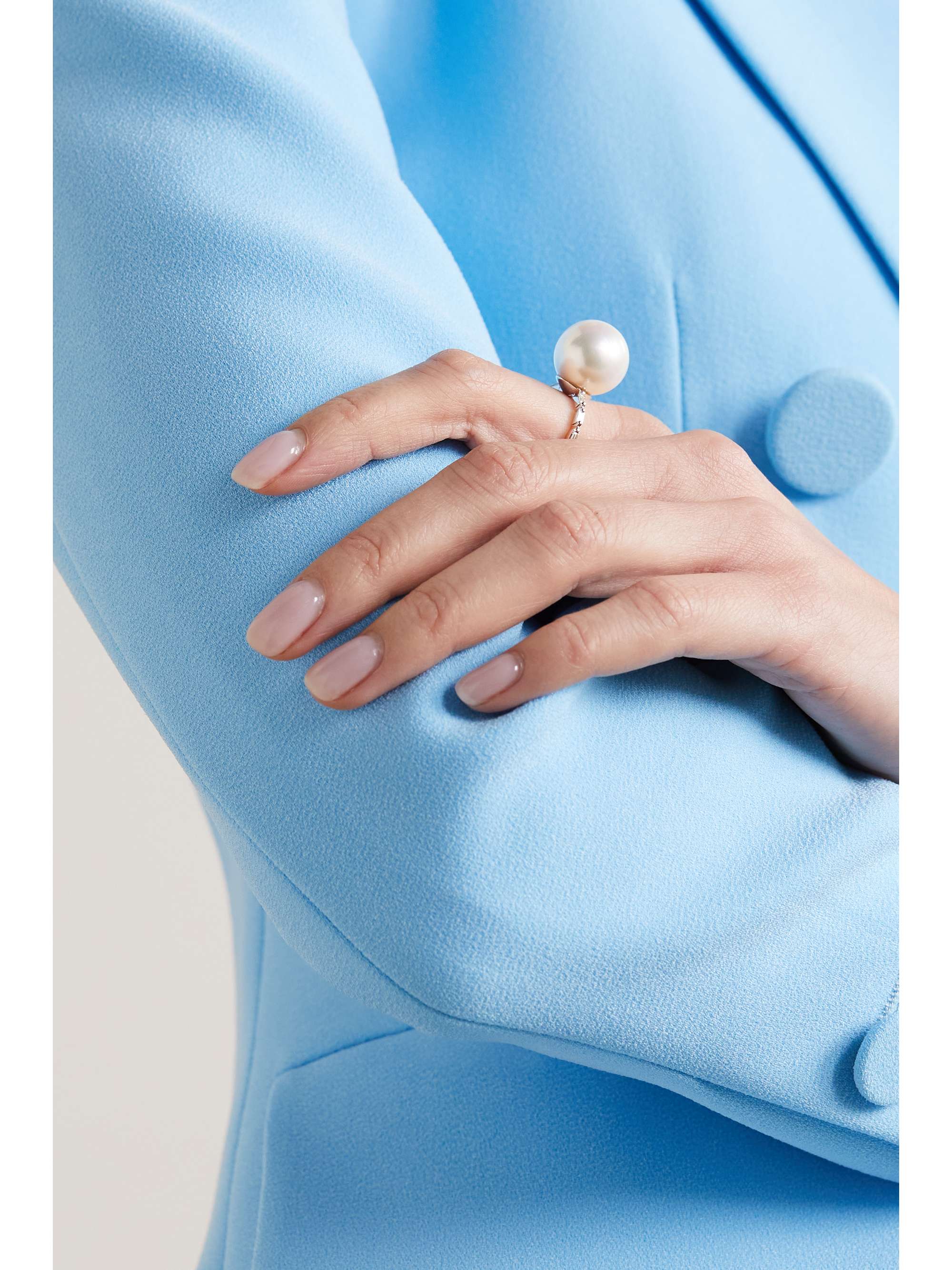 SUZANNE KALAN 18-karat white gold mother-of-pearl ring