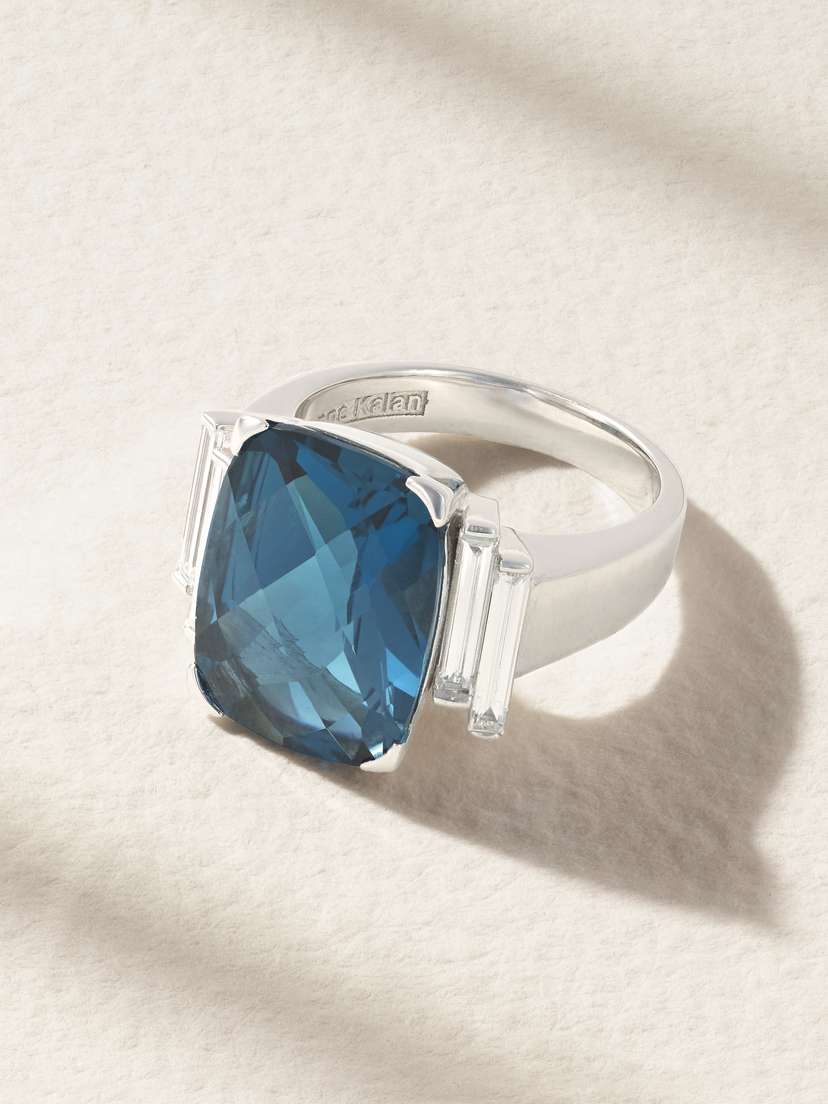 Suzanne Kalan 18-karat White Gold, Topaz And Diamond Ring