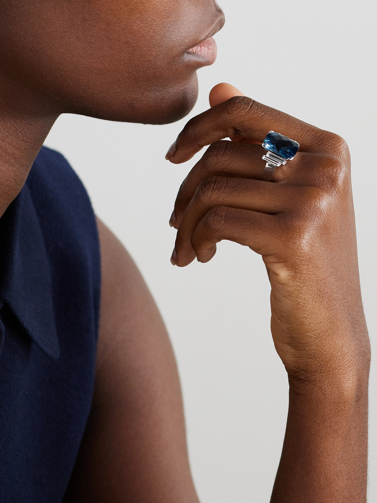 Suzanne Kalan 18-karat White Gold, Topaz And Diamond Ring In Gold