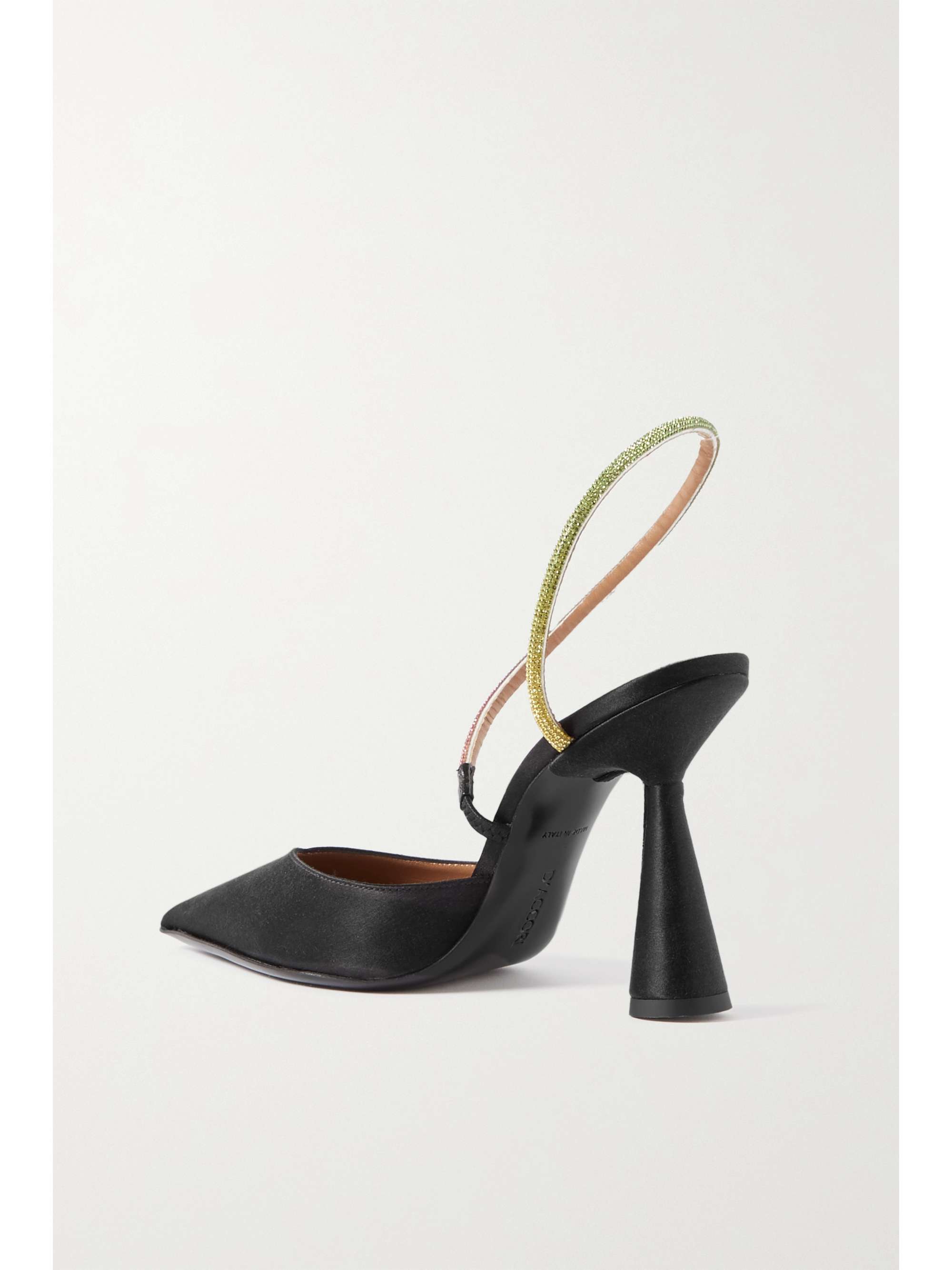 D'ACCORI Saturn crystal-embellished satin slingback pumps