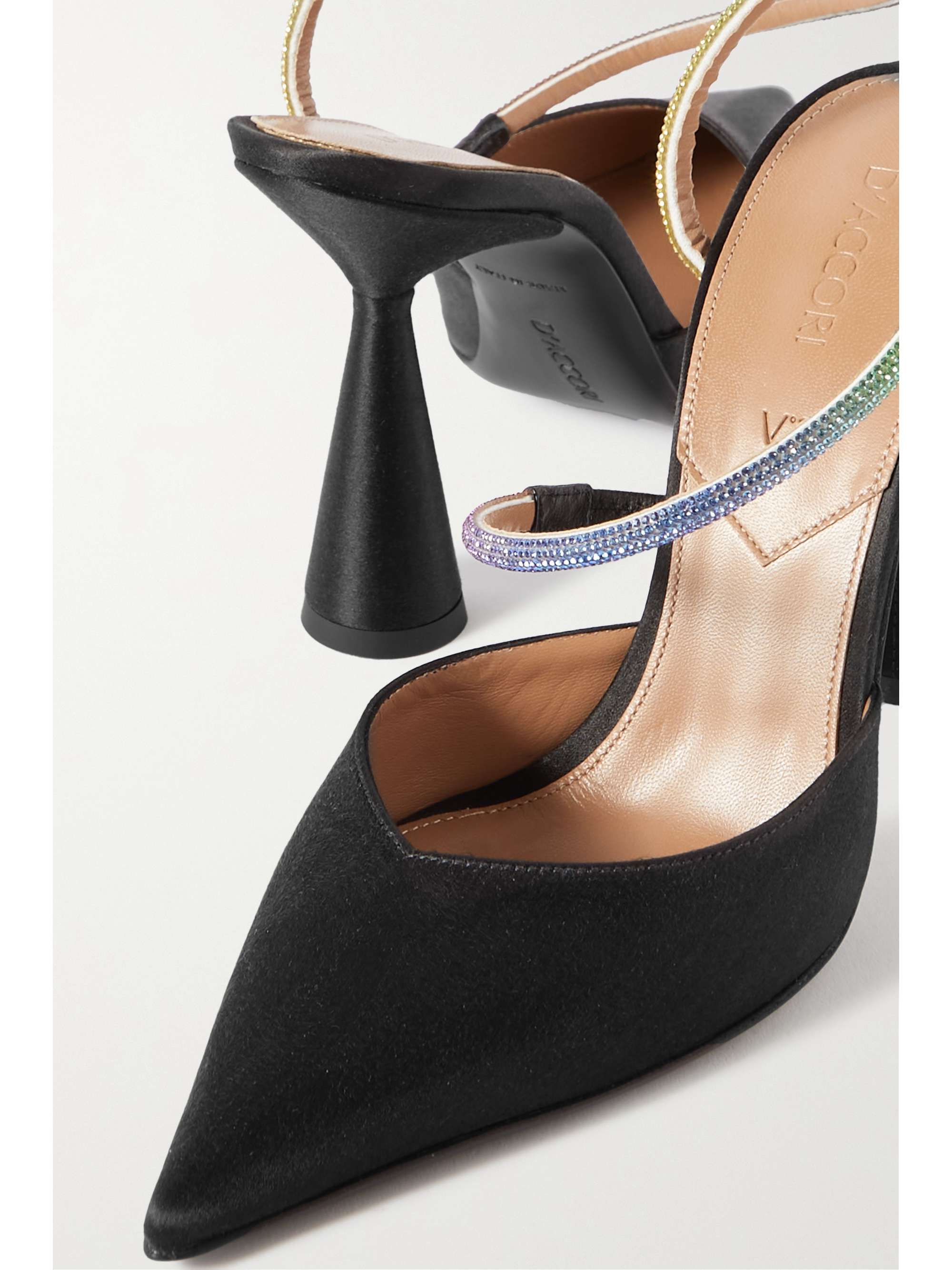 D'ACCORI Saturn crystal-embellished satin slingback pumps