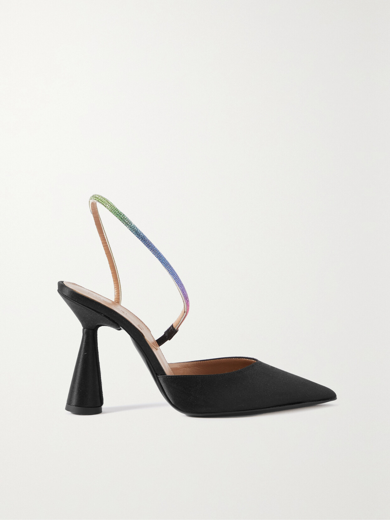 D'Accori - Saturn Crystal-embellished Satin Slingback Pumps - Black