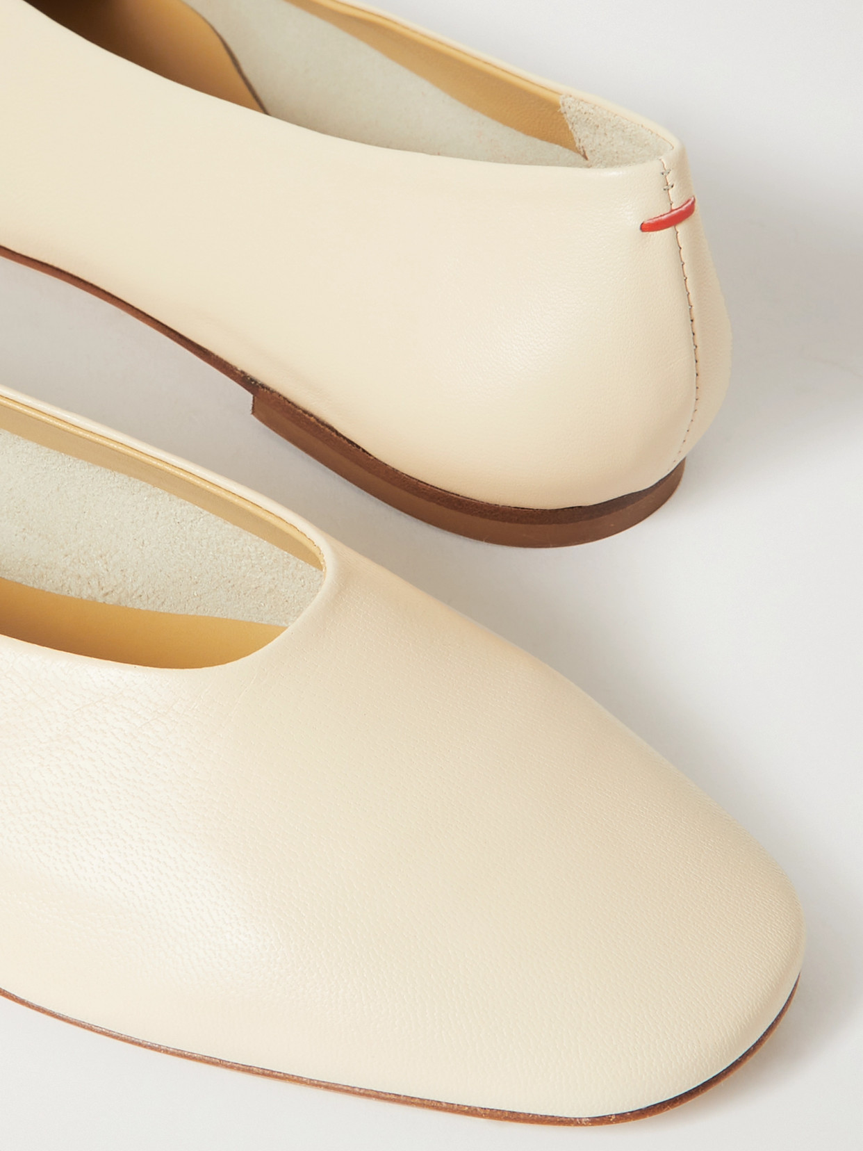 Shop Aeyde Kirsten Leather Ballet Flats In Cream