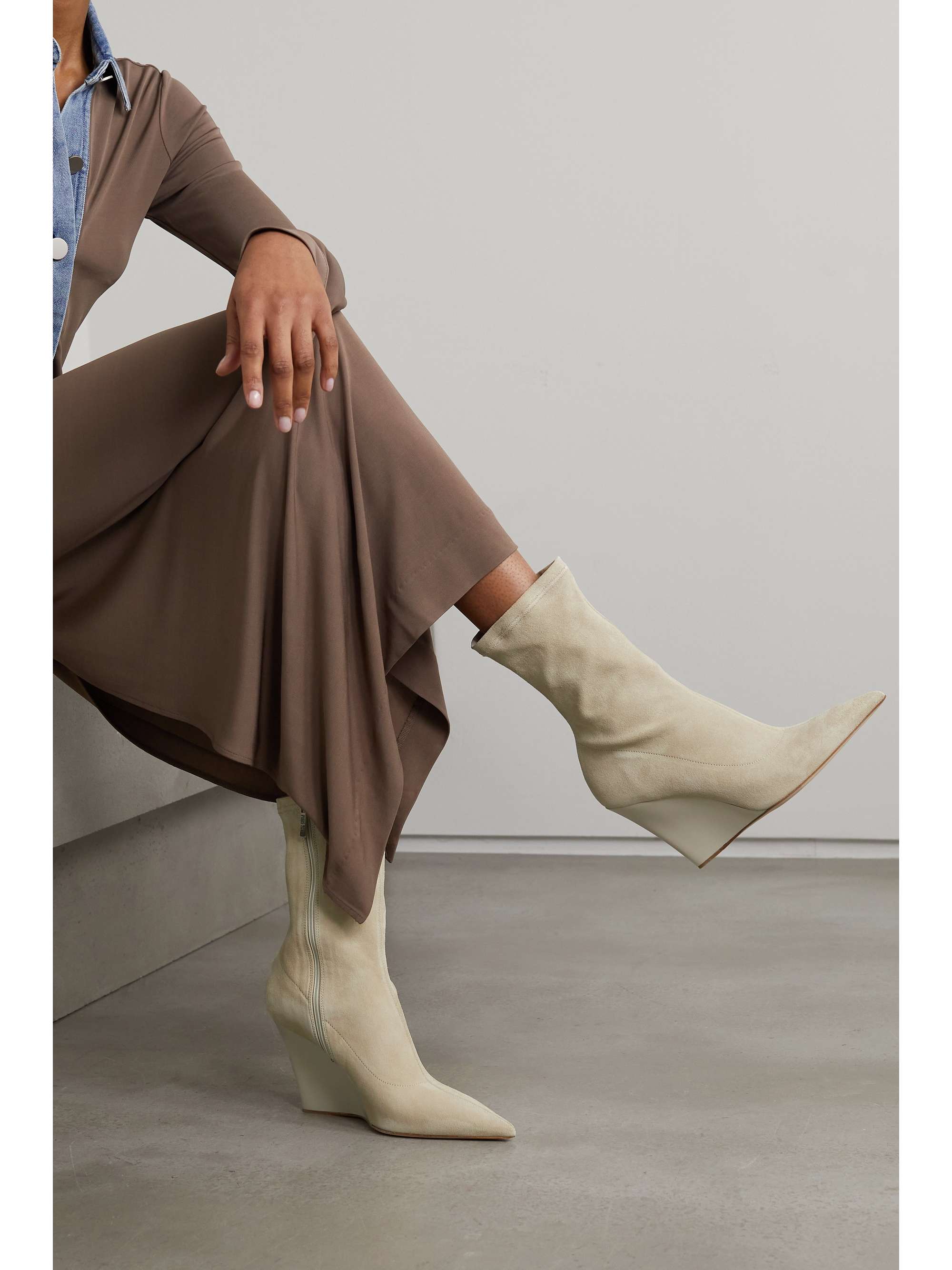 Wanda suede wedge ankle boots